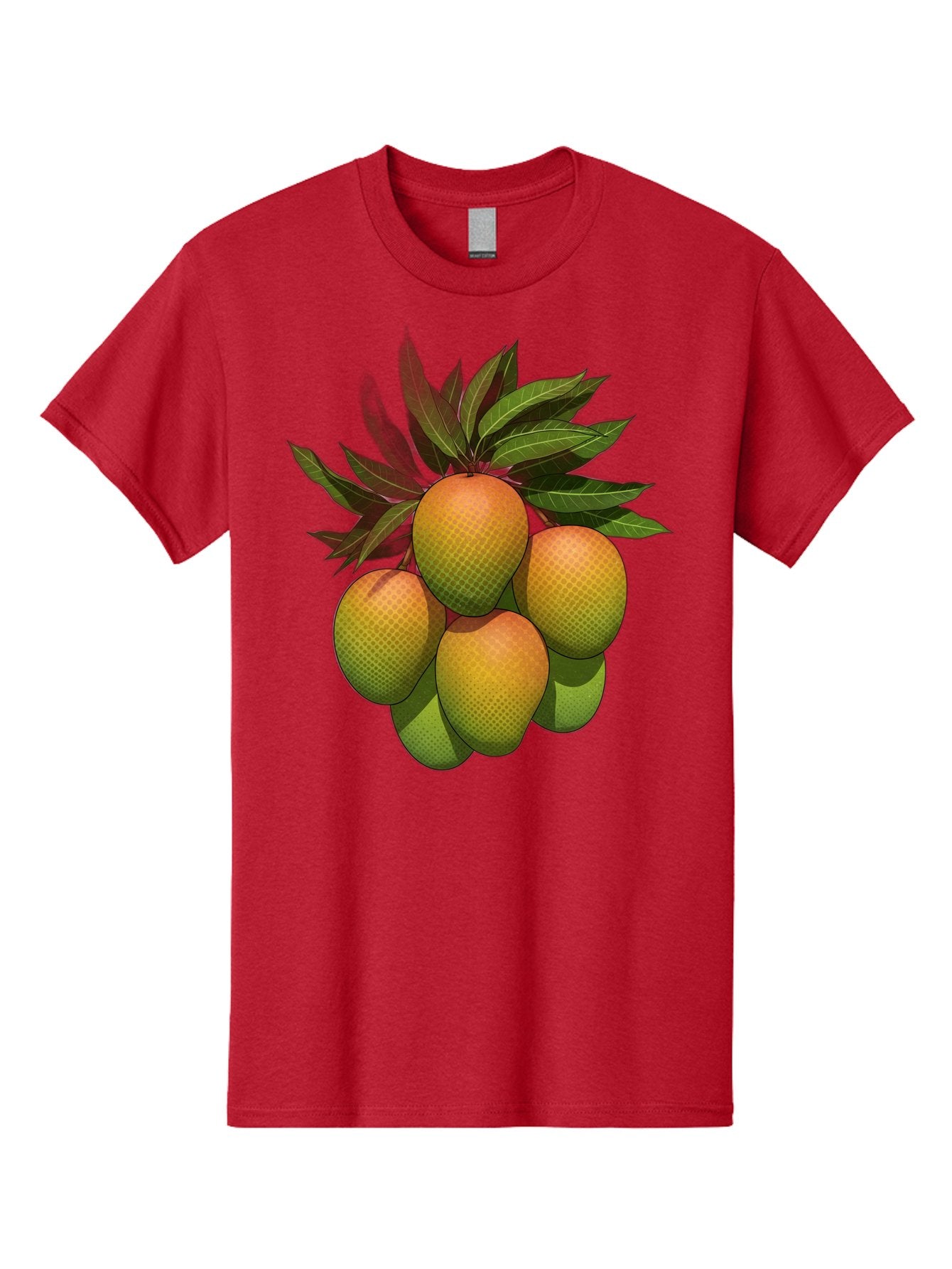 Mangoes Men'S Graphic Tee, 100% Cotton, Comfortable Casual Summer Wear, Machine Washable, Mangoes With Leaves, Tropical Fruit, Exotic Fruit, Fruit Cluster, Yellow-Orange Fruit, Green Leaves, Fruit Texture, Fruit Leaves, Vibrant Fruit Bac173 14