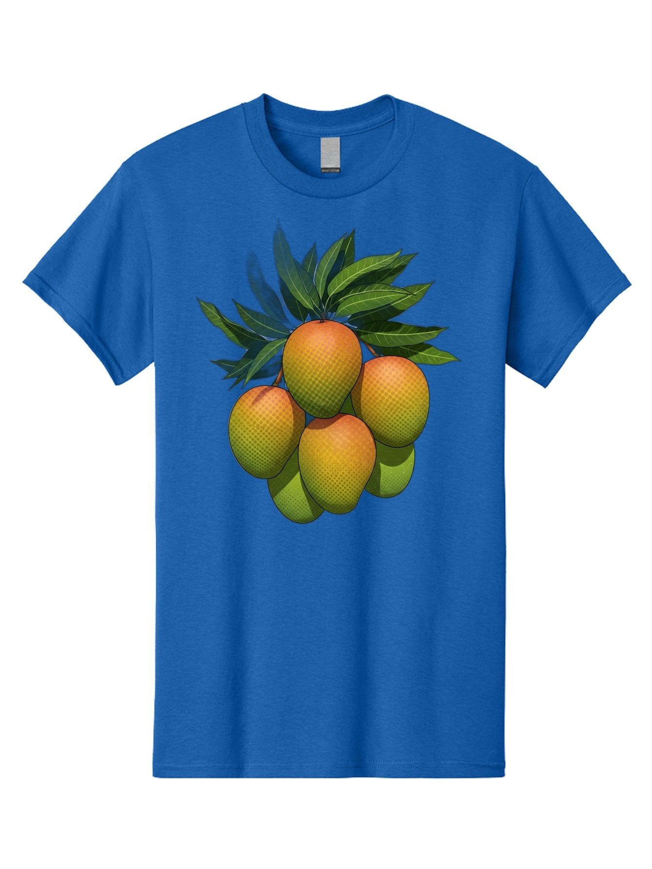 Mangoes Men'S Graphic Tee, 100% Cotton, Comfortable Casual Summer Wear, Machine Washable, Mangoes With Leaves, Tropical Fruit, Exotic Fruit, Fruit Cluster, Yellow-Orange Fruit, Green Leaves, Fruit Texture, Fruit Leaves, Vibrant Fruit Bac173 13