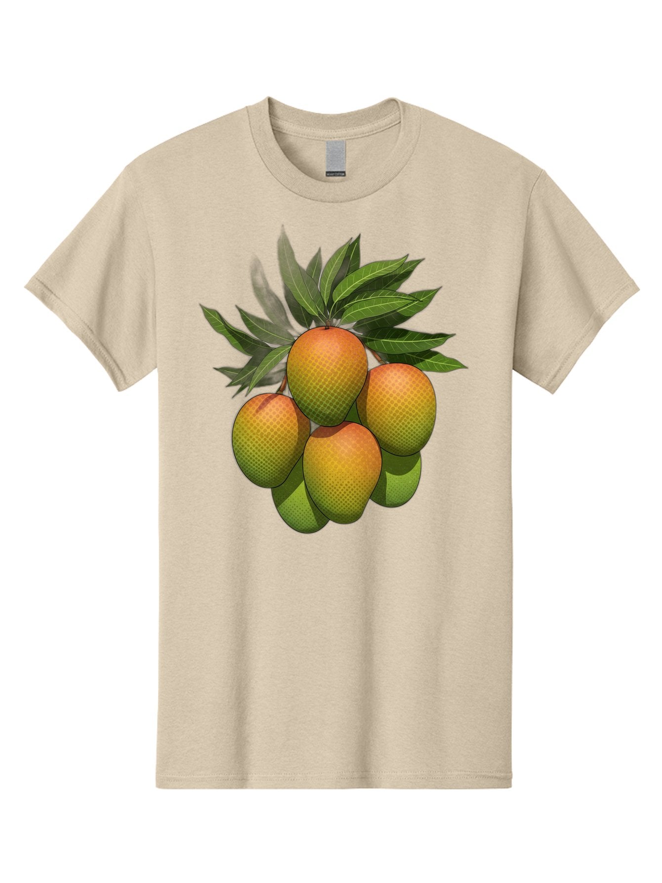 Mangoes Men'S Graphic Tee, 100% Cotton, Comfortable Casual Summer Wear, Machine Washable, Mangoes With Leaves, Tropical Fruit, Exotic Fruit, Fruit Cluster, Yellow-Orange Fruit, Green Leaves, Fruit Texture, Fruit Leaves, Vibrant Fruit Bac173 9