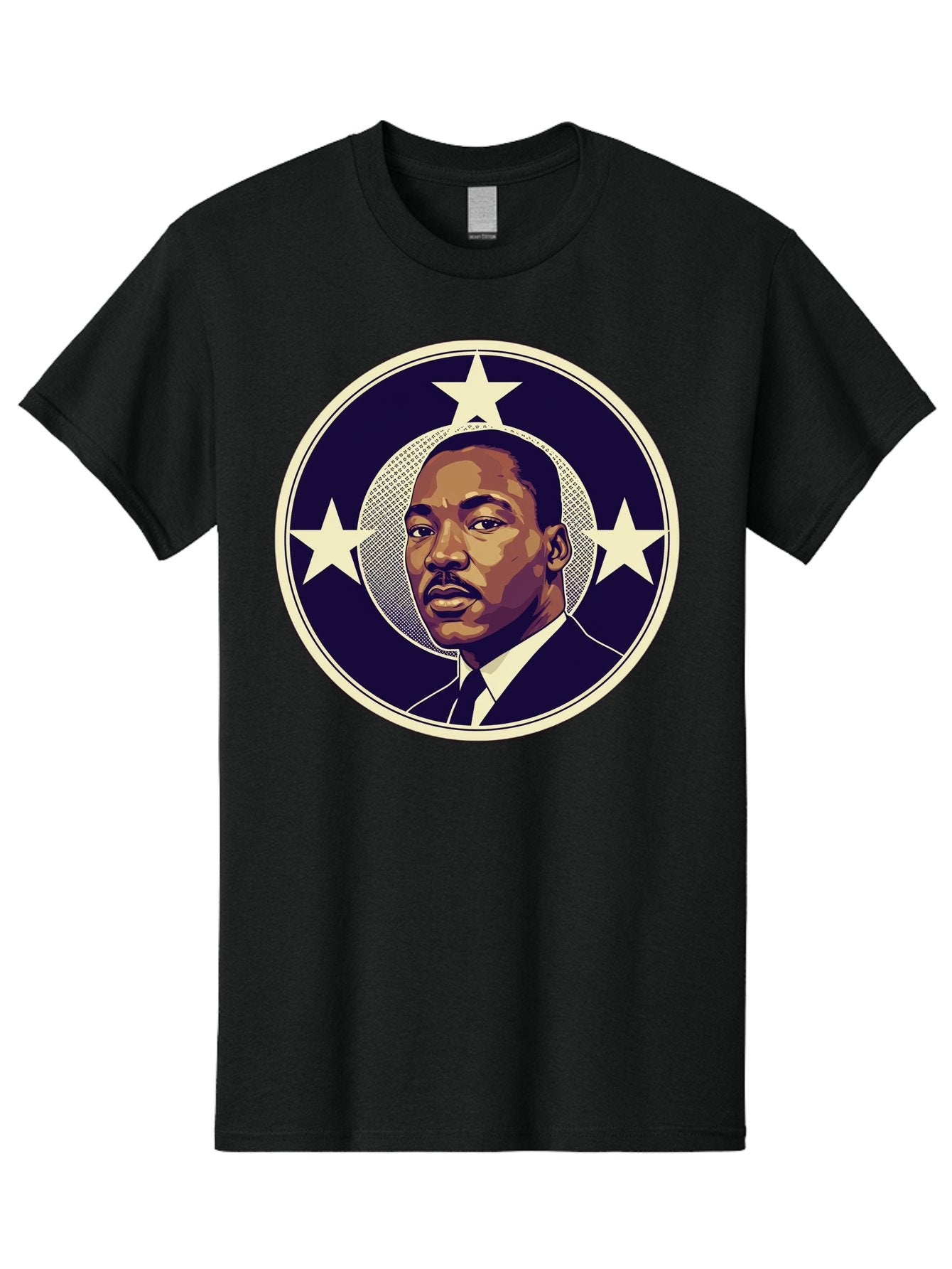 Martin-Luther-King-Jr-1 Men'S Graphic Tee, 100% Cotton, Comfortable Casual Summer Wear, Machine Washable, Martin Luther King Jr. Portrait, Civil Rights Leader, Three Stars, Circular Frame, Vintage Design, Iconic Figure, Inspirational Leader, Bac175 15