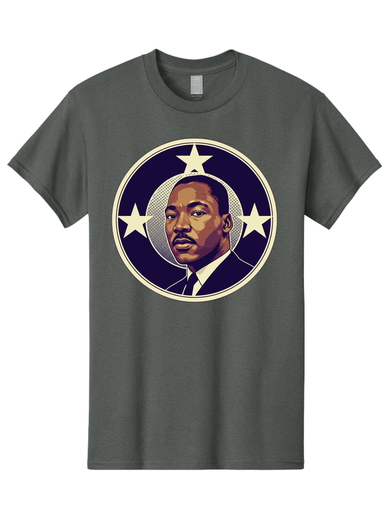 Martin-Luther-King-Jr-1 Men'S Graphic Tee, 100% Cotton, Comfortable Casual Summer Wear, Machine Washable, Martin Luther King Jr. Portrait, Civil Rights Leader, Three Stars, Circular Frame, Vintage Design, Iconic Figure, Inspirational Leader, Bac175 13