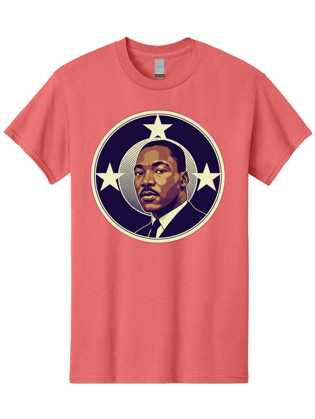 Martin-Luther-King-Jr-1 Men'S Graphic Tee, 100% Cotton, Comfortable Casual Summer Wear, Machine Washable, Martin Luther King Jr. Portrait, Civil Rights Leader, Three Stars, Circular Frame, Vintage Design, Iconic Figure, Inspirational Leader, Bac175 9