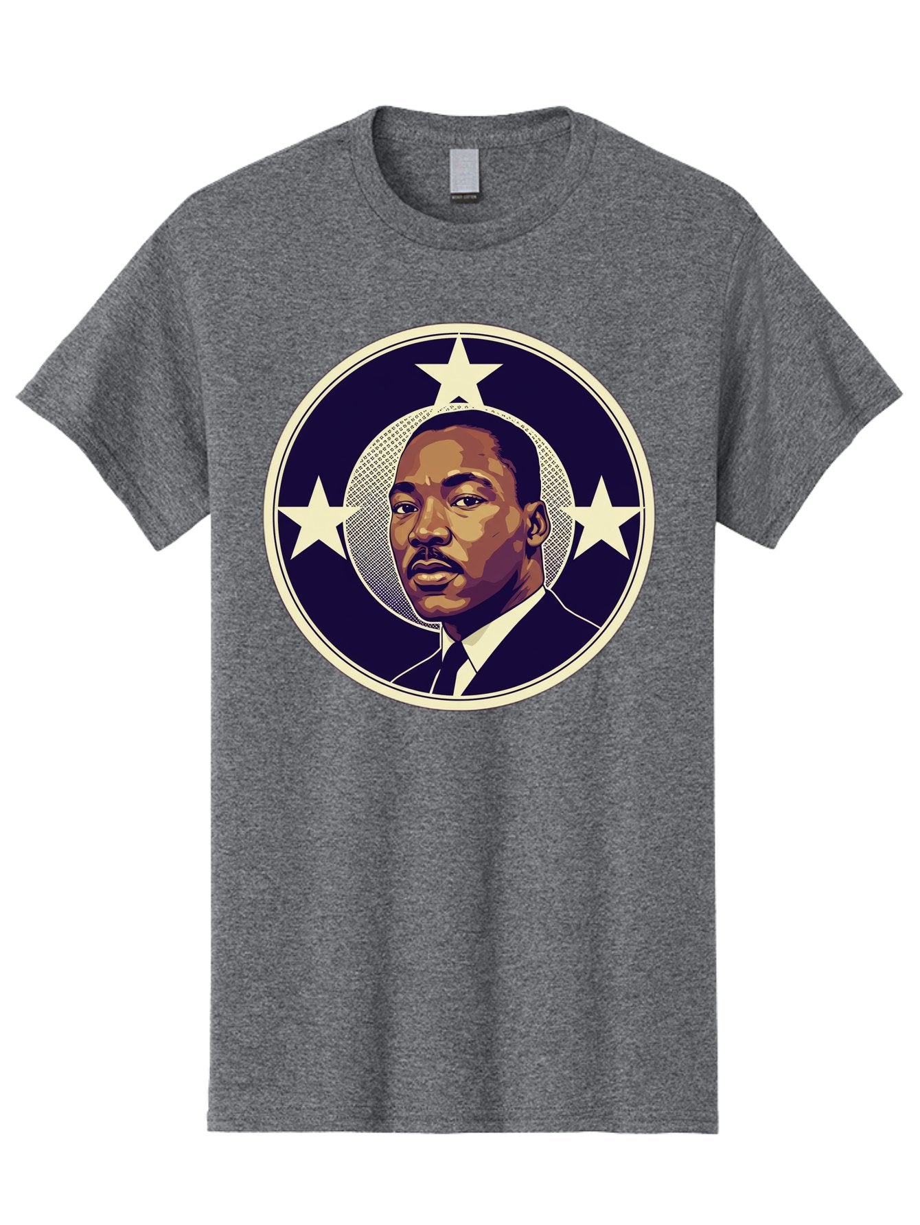Martin-Luther-King-Jr-1 Men'S Graphic Tee, 100% Cotton, Comfortable Casual Summer Wear, Machine Washable, Martin Luther King Jr. Portrait, Civil Rights Leader, Three Stars, Circular Frame, Vintage Design, Iconic Figure, Inspirational Leader, Bac175 7