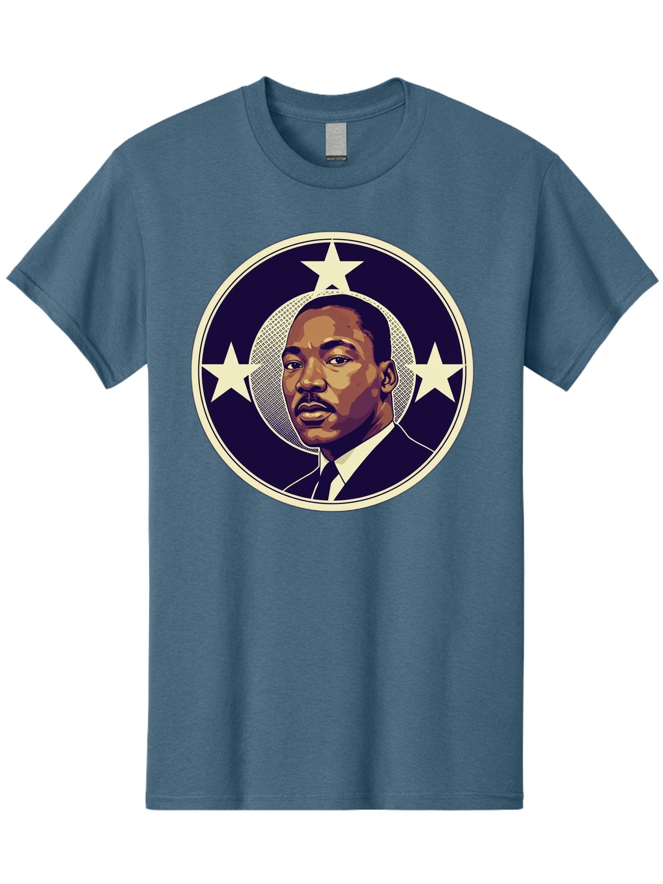 Martin-Luther-King-Jr-1 Men'S Graphic Tee, 100% Cotton, Comfortable Casual Summer Wear, Machine Washable, Martin Luther King Jr. Portrait, Civil Rights Leader, Three Stars, Circular Frame, Vintage Design, Iconic Figure, Inspirational Leader, Bac175 4