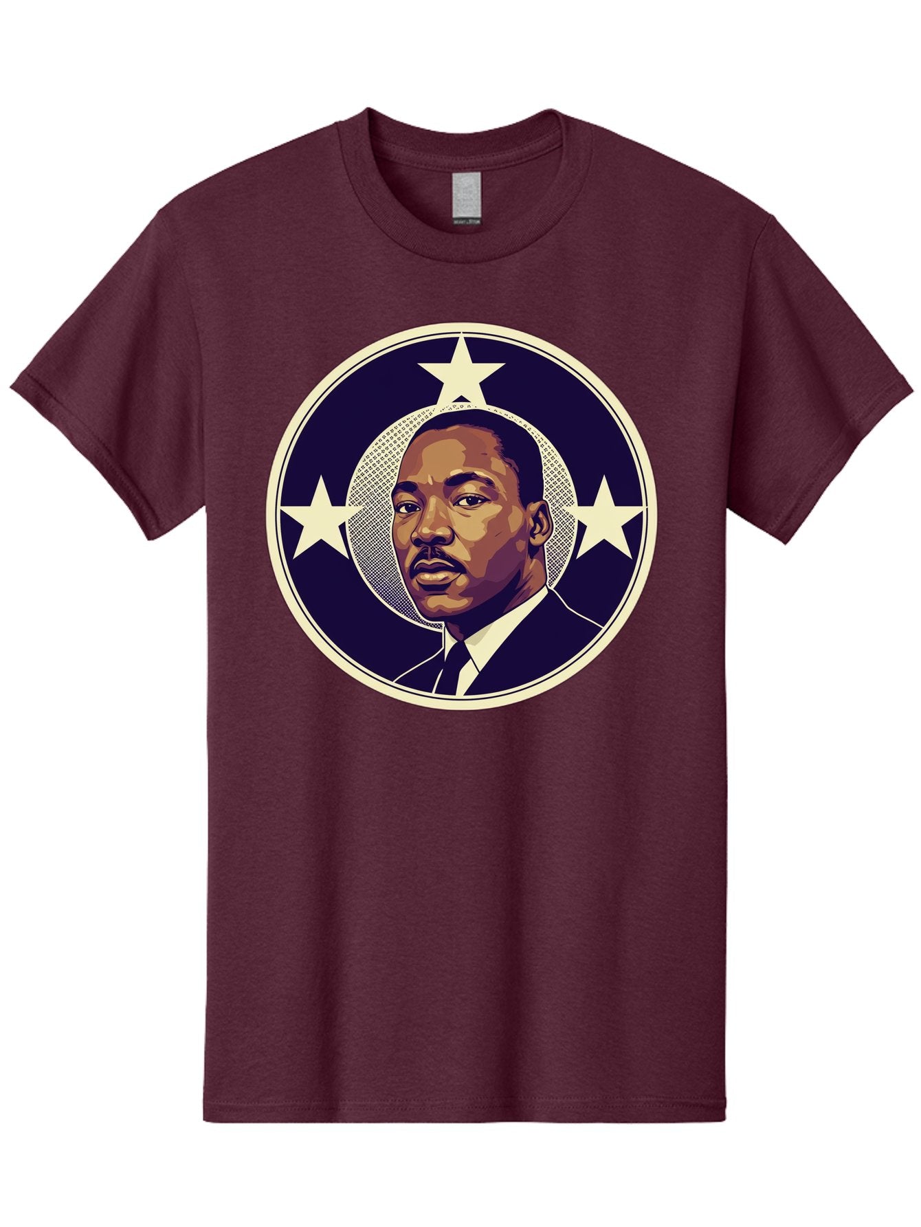 Martin-Luther-King-Jr-1 Men'S Graphic Tee, 100% Cotton, Comfortable Casual Summer Wear, Machine Washable, Martin Luther King Jr. Portrait, Civil Rights Leader, Three Stars, Circular Frame, Vintage Design, Iconic Figure, Inspirational Leader, Bac175 11