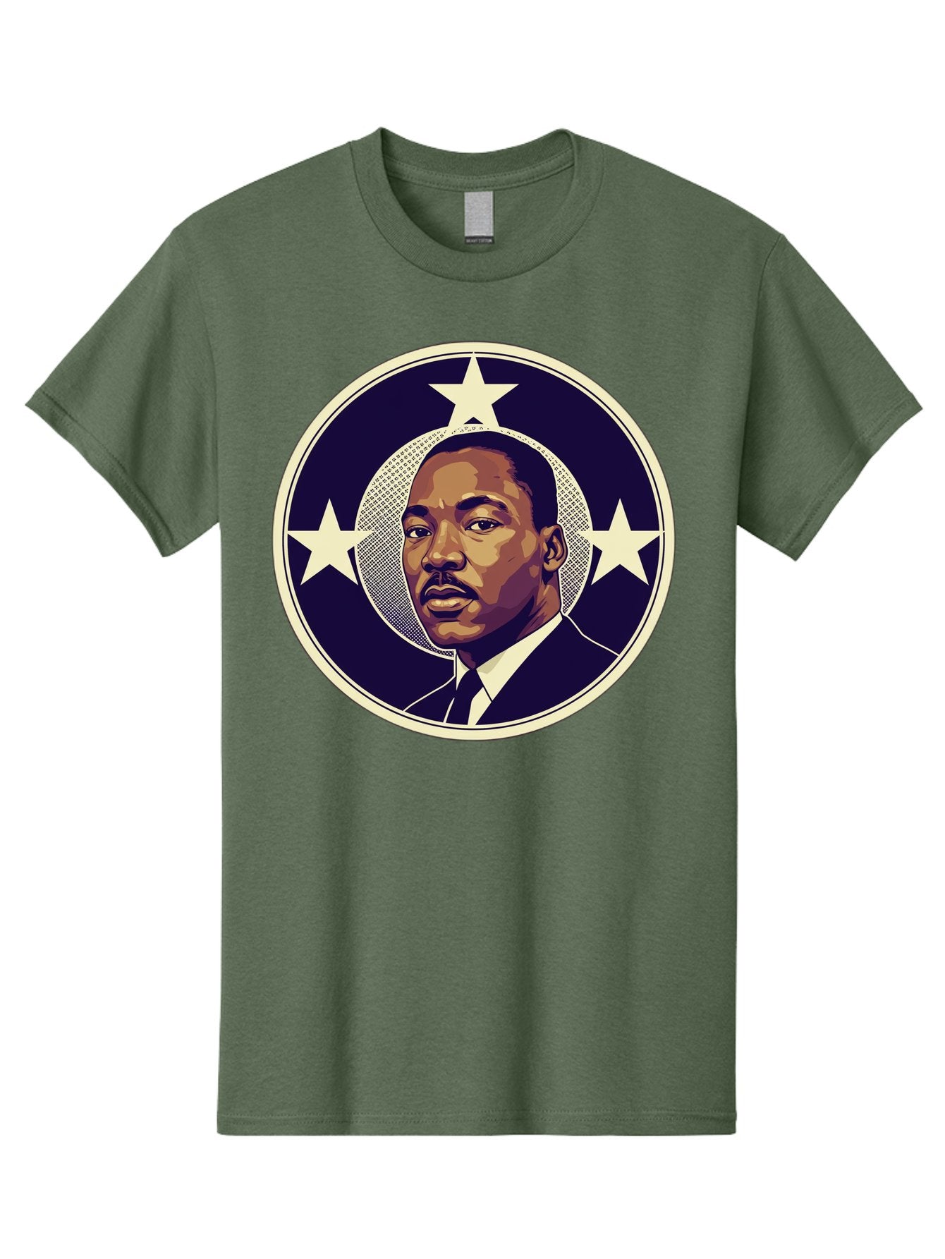 Martin-Luther-King-Jr-1 Men'S Graphic Tee, 100% Cotton, Comfortable Casual Summer Wear, Machine Washable, Martin Luther King Jr. Portrait, Civil Rights Leader, Three Stars, Circular Frame, Vintage Design, Iconic Figure, Inspirational Leader, Bac175 3