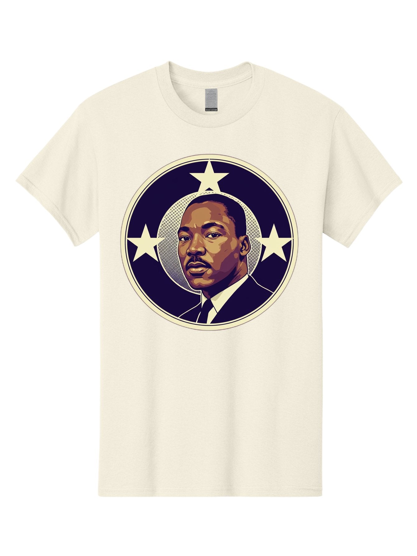 Martin-Luther-King-Jr-1 Men'S Graphic Tee, 100% Cotton, Comfortable Casual Summer Wear, Machine Washable, Martin Luther King Jr. Portrait, Civil Rights Leader, Three Stars, Circular Frame, Vintage Design, Iconic Figure, Inspirational Leader, Bac175 5