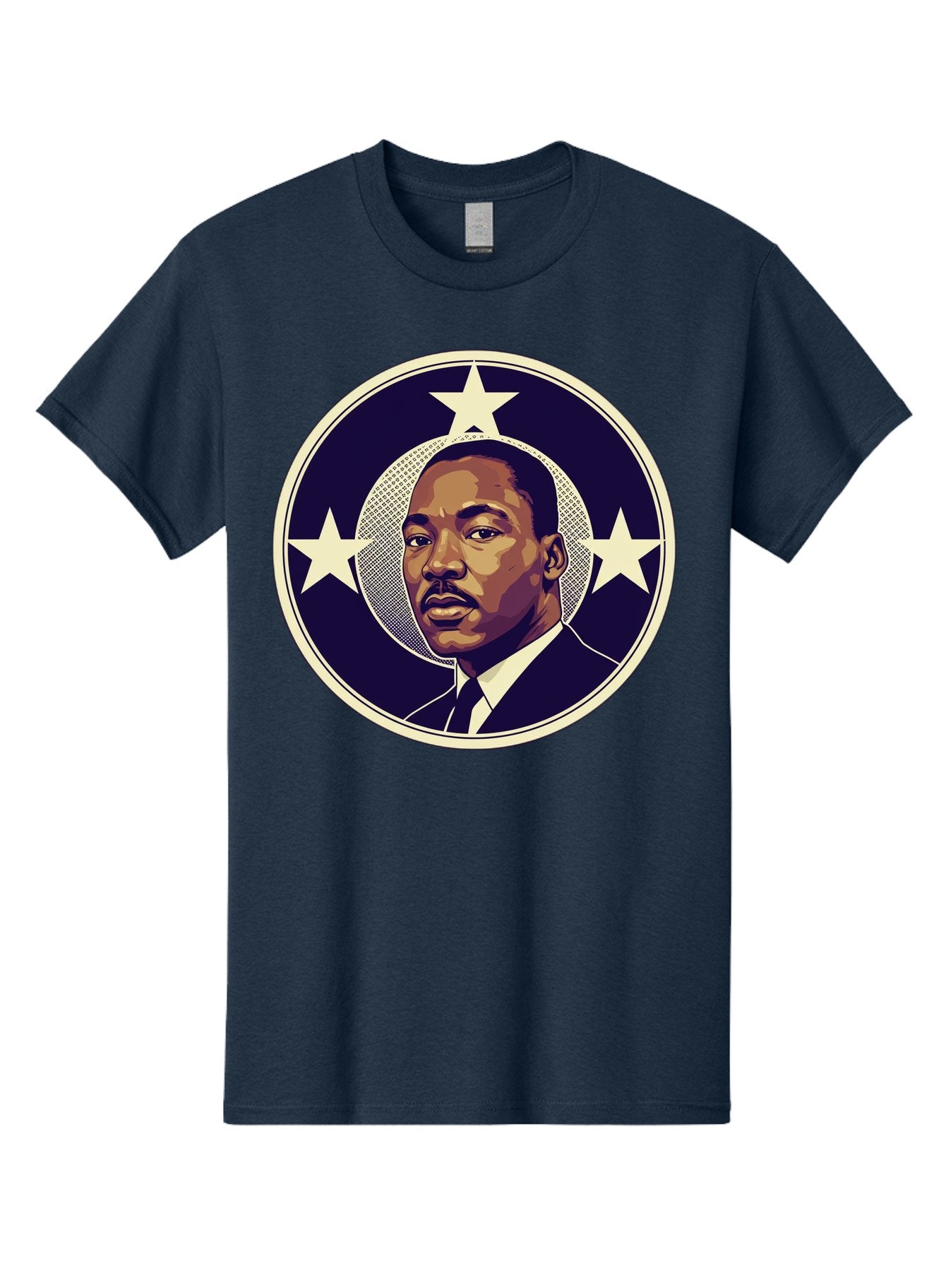 Martin-Luther-King-Jr-1 Men'S Graphic Tee, 100% Cotton, Comfortable Casual Summer Wear, Machine Washable, Martin Luther King Jr. Portrait, Civil Rights Leader, Three Stars, Circular Frame, Vintage Design, Iconic Figure, Inspirational Leader, Bac175 12