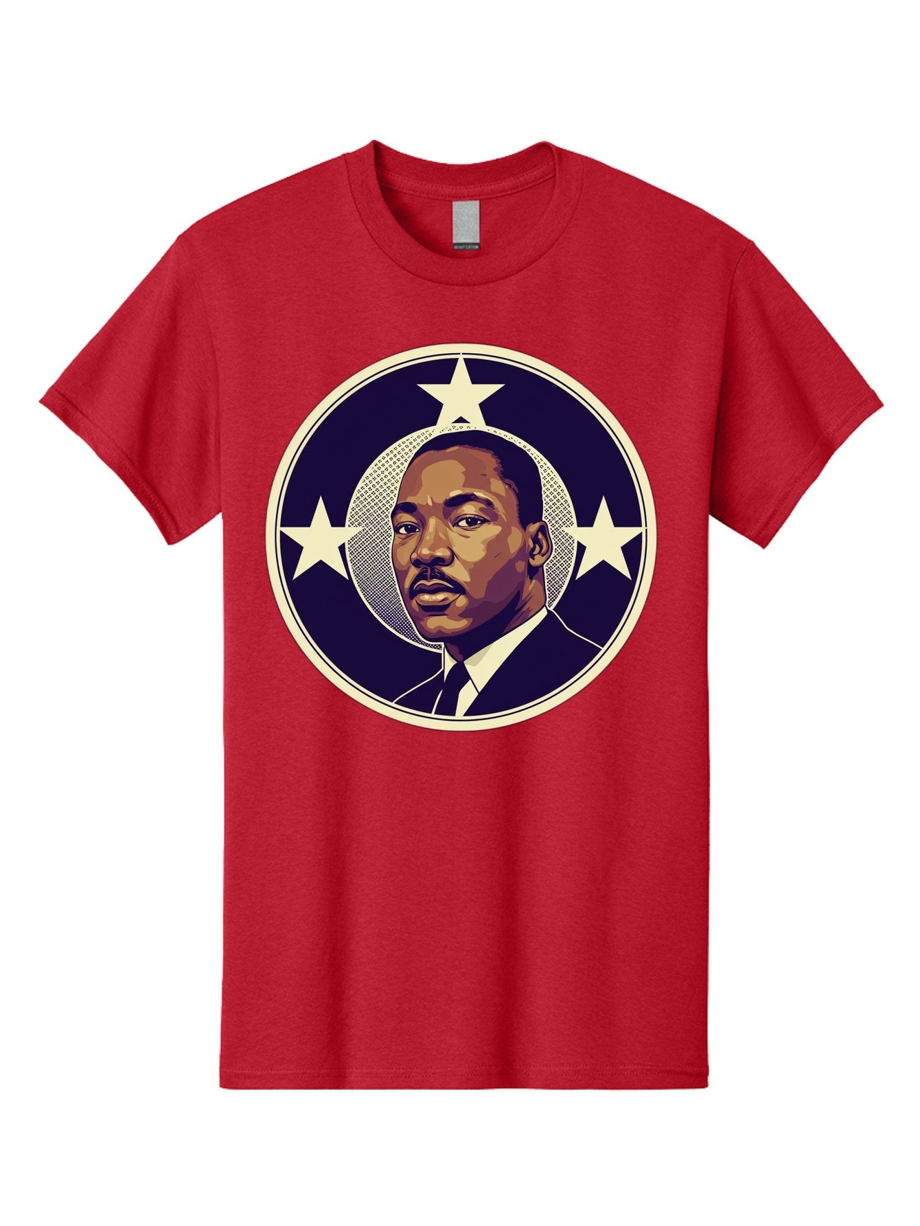 Martin-Luther-King-Jr-1 Men'S Graphic Tee, 100% Cotton, Comfortable Casual Summer Wear, Machine Washable, Martin Luther King Jr. Portrait, Civil Rights Leader, Three Stars, Circular Frame, Vintage Design, Iconic Figure, Inspirational Leader, Bac175 6
