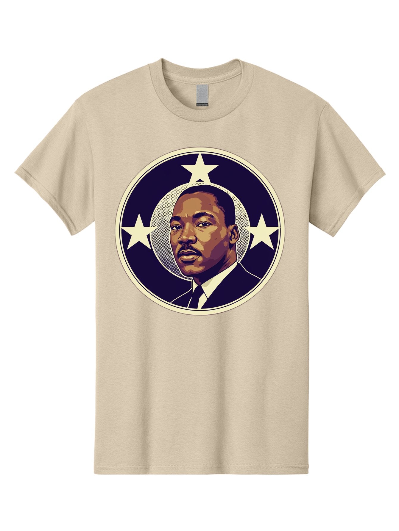Martin-Luther-King-Jr-1 Men'S Graphic Tee, 100% Cotton, Comfortable Casual Summer Wear, Machine Washable, Martin Luther King Jr. Portrait, Civil Rights Leader, Three Stars, Circular Frame, Vintage Design, Iconic Figure, Inspirational Leader, Bac175 8