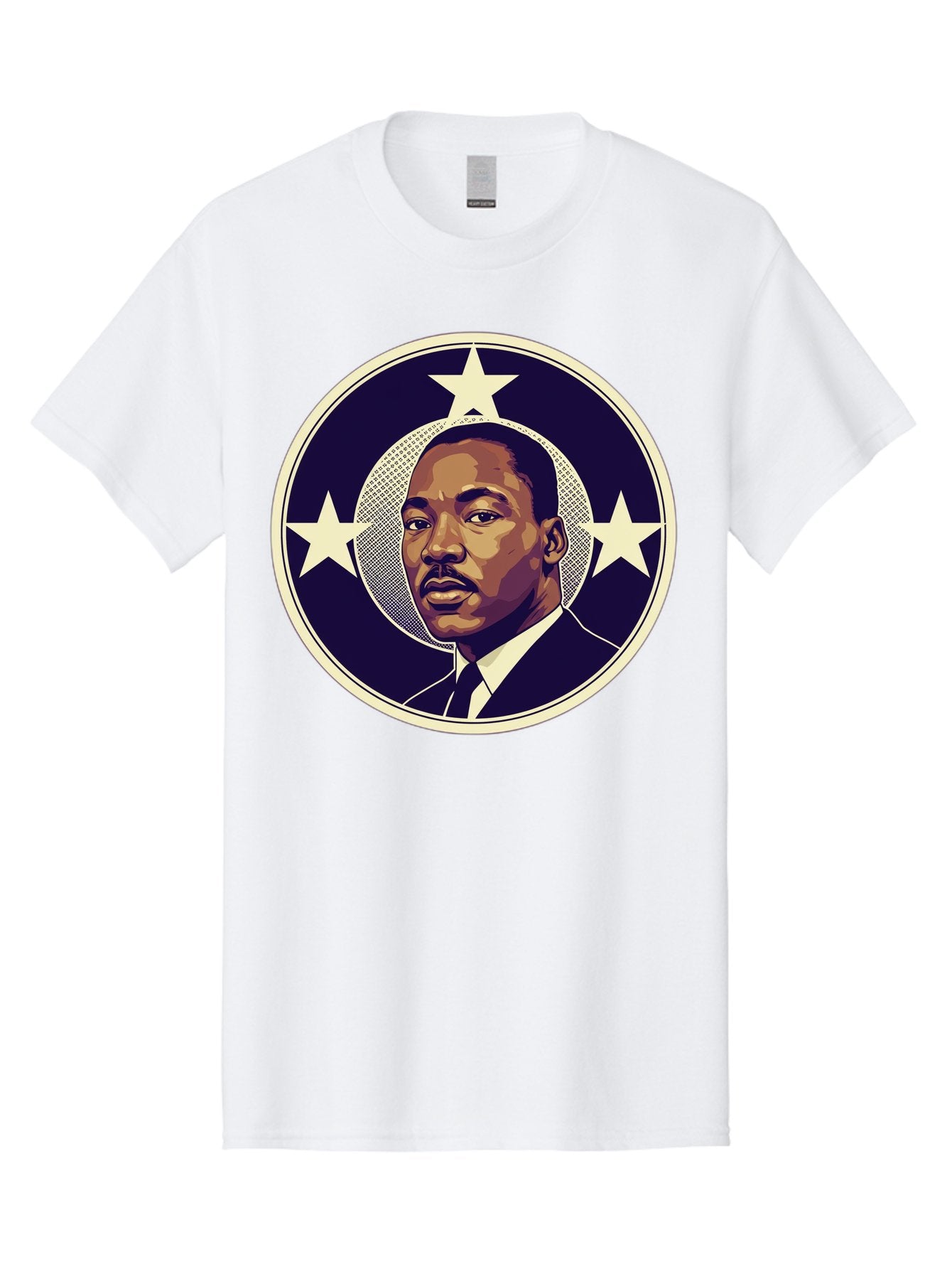 Martin-Luther-King-Jr-1 Men'S Graphic Tee, 100% Cotton, Comfortable Casual Summer Wear, Machine Washable, Martin Luther King Jr. Portrait, Civil Rights Leader, Three Stars, Circular Frame, Vintage Design, Iconic Figure, Inspirational Leader, Bac175 14