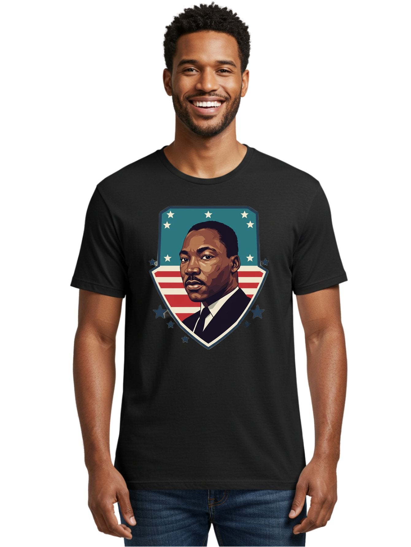 Martin-Luther-King-Jr-3 Men'S Graphic Tee, 100% Cotton, Comfortable Casual Summer Wear, Machine Washable, Martin Luther King Jr. Portrait, American Flag, Patriotic Graphic, Civil Rights Leader, Freedom Fighter, Social Justice, Equality, Bac177 26