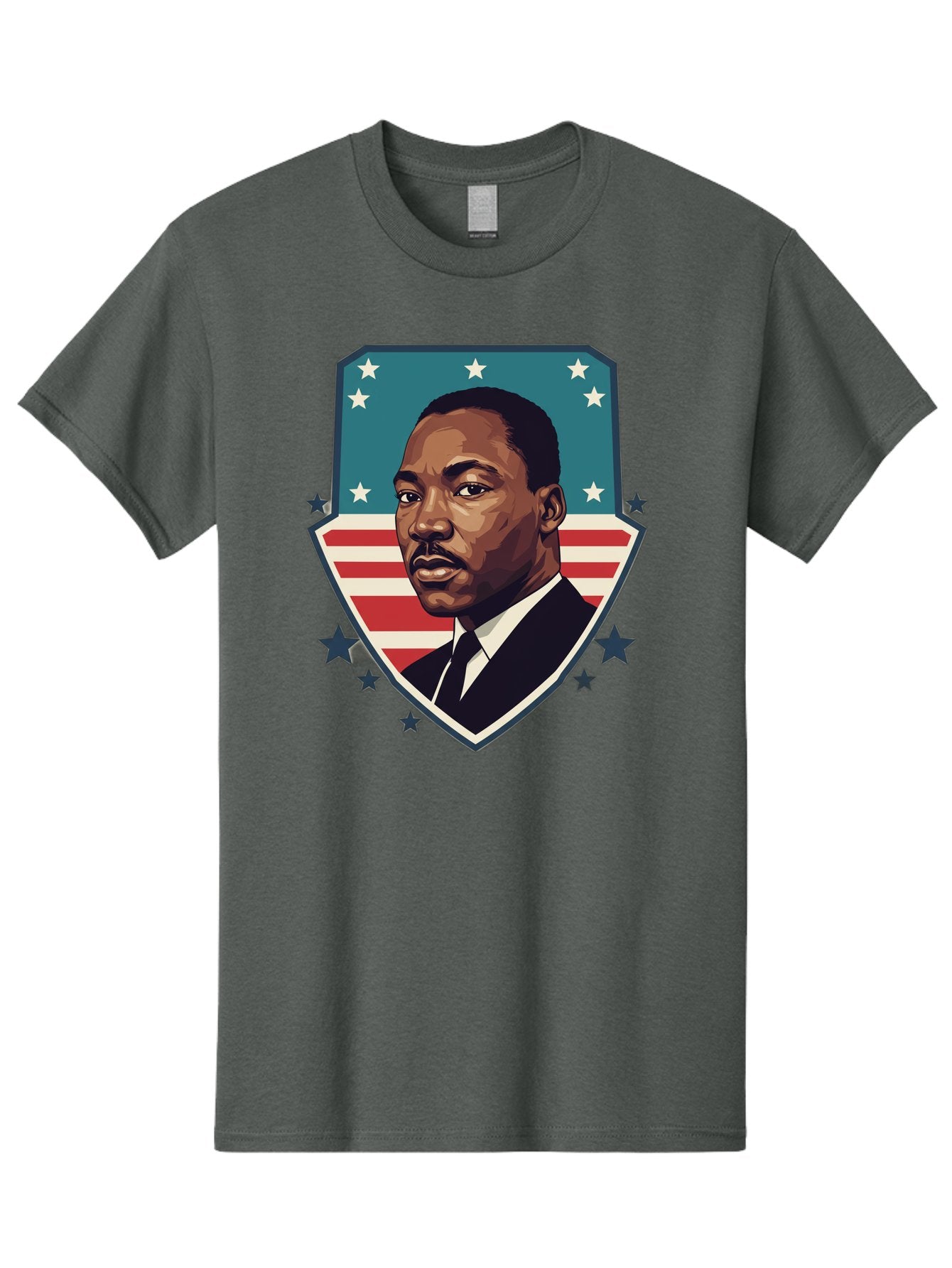 Martin-Luther-King-Jr-3 Men'S Graphic Tee, 100% Cotton, Comfortable Casual Summer Wear, Machine Washable, Martin Luther King Jr. Portrait, American Flag, Patriotic Graphic, Civil Rights Leader, Freedom Fighter, Social Justice, Equality, Bac177 3