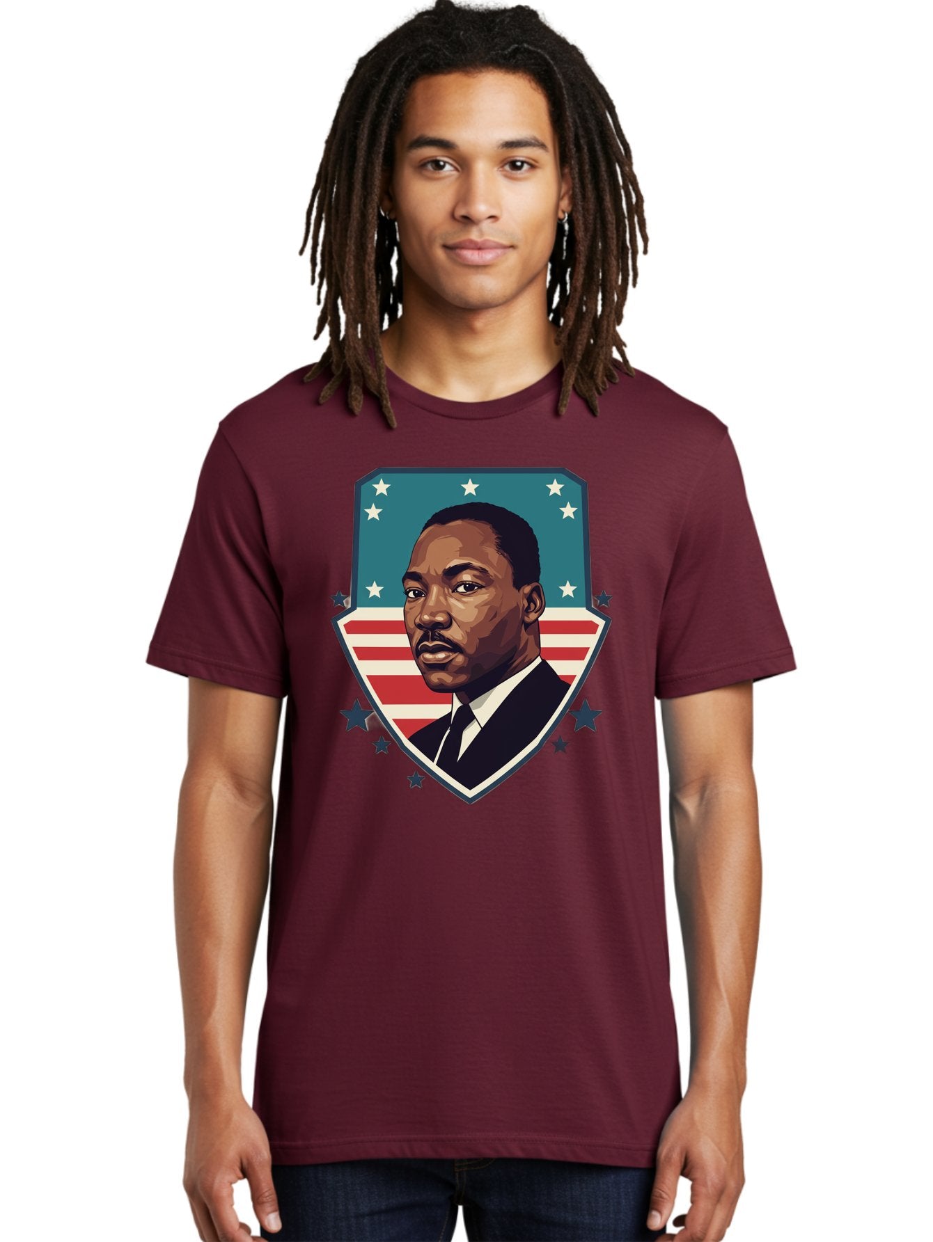 Martin-Luther-King-Jr-3 Men'S Graphic Tee, 100% Cotton, Comfortable Casual Summer Wear, Machine Washable, Martin Luther King Jr. Portrait, American Flag, Patriotic Graphic, Civil Rights Leader, Freedom Fighter, Social Justice, Equality, Bac177 24