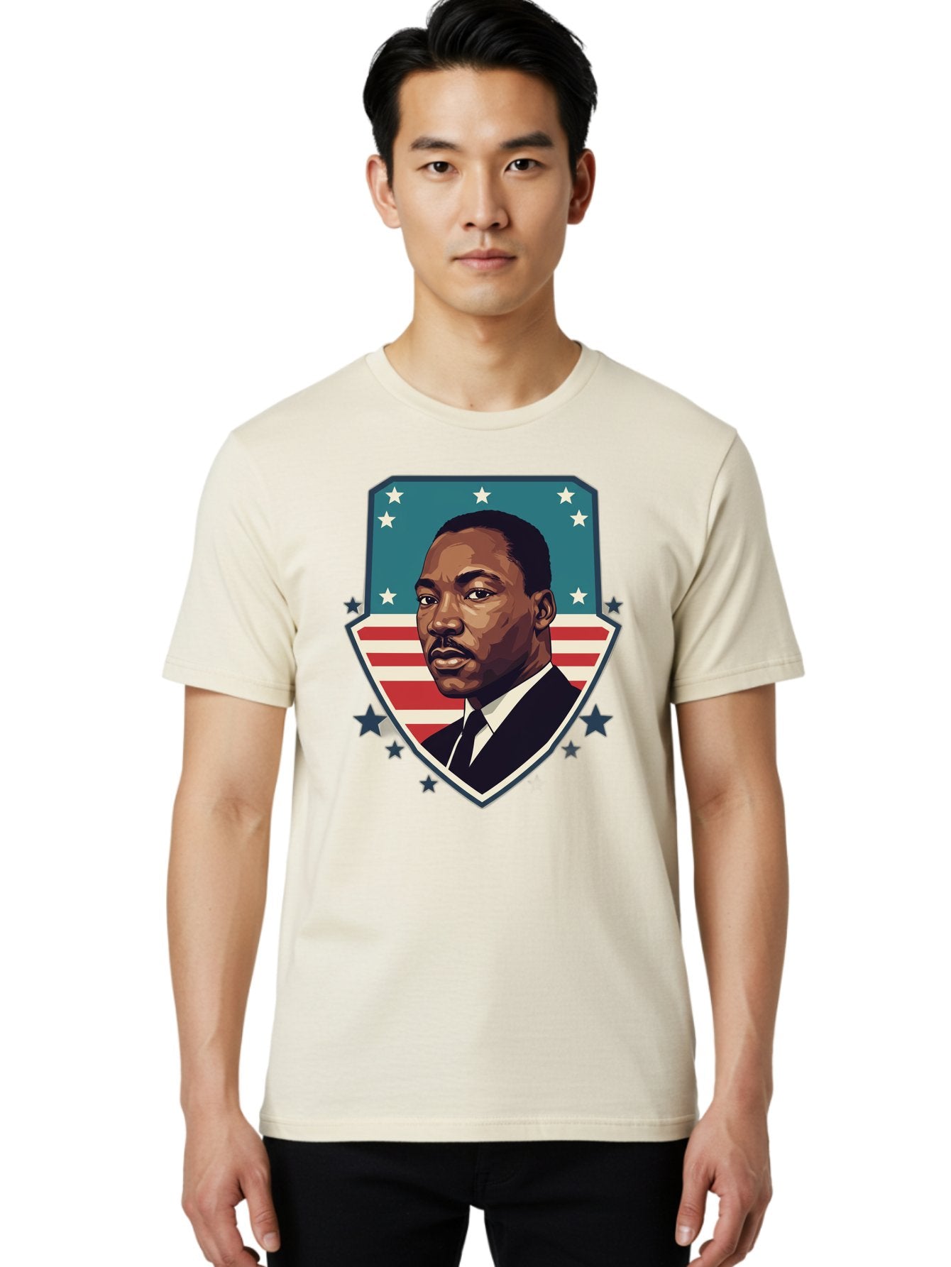 Martin-Luther-King-Jr-3 Men'S Graphic Tee, 100% Cotton, Comfortable Casual Summer Wear, Machine Washable, Martin Luther King Jr. Portrait, American Flag, Patriotic Graphic, Civil Rights Leader, Freedom Fighter, Social Justice, Equality, Bac177 30