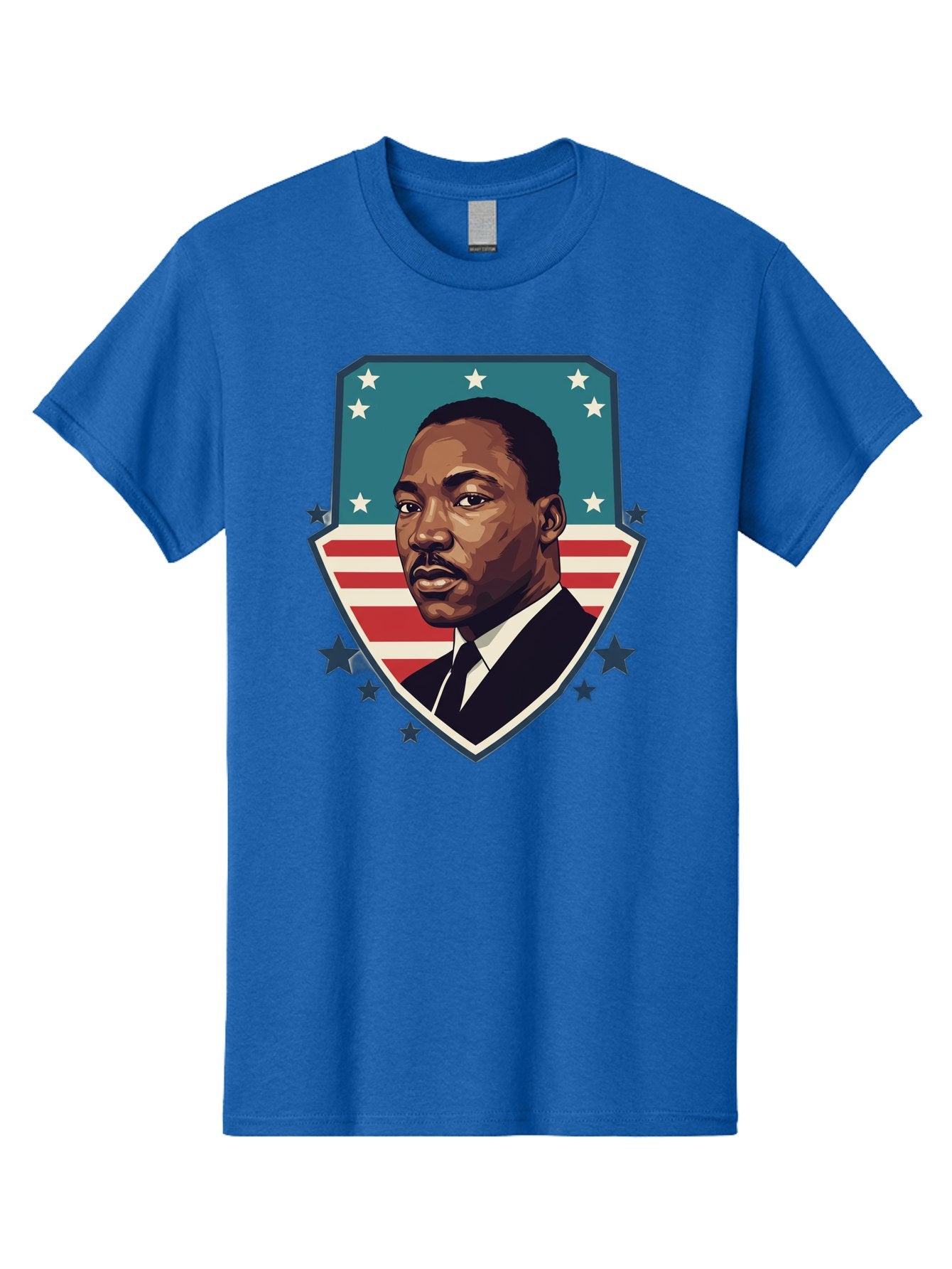 Martin-Luther-King-Jr-3 Men'S Graphic Tee, 100% Cotton, Comfortable Casual Summer Wear, Machine Washable, Martin Luther King Jr. Portrait, American Flag, Patriotic Graphic, Civil Rights Leader, Freedom Fighter, Social Justice, Equality, Bac177
