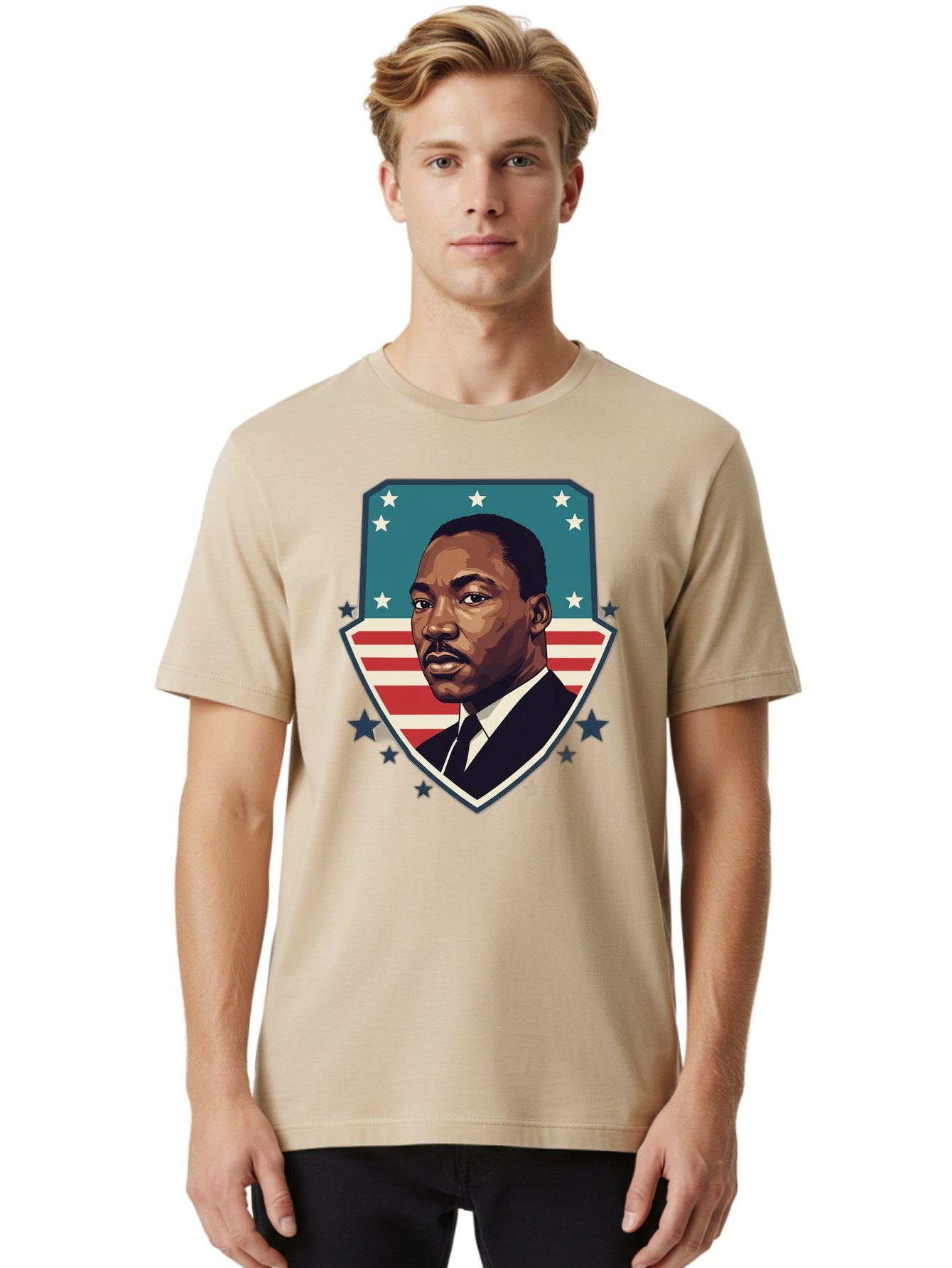 Martin-Luther-King-Jr-3 Men'S Graphic Tee, 100% Cotton, Comfortable Casual Summer Wear, Machine Washable, Martin Luther King Jr. Portrait, American Flag, Patriotic Graphic, Civil Rights Leader, Freedom Fighter, Social Justice, Equality, Bac177 23