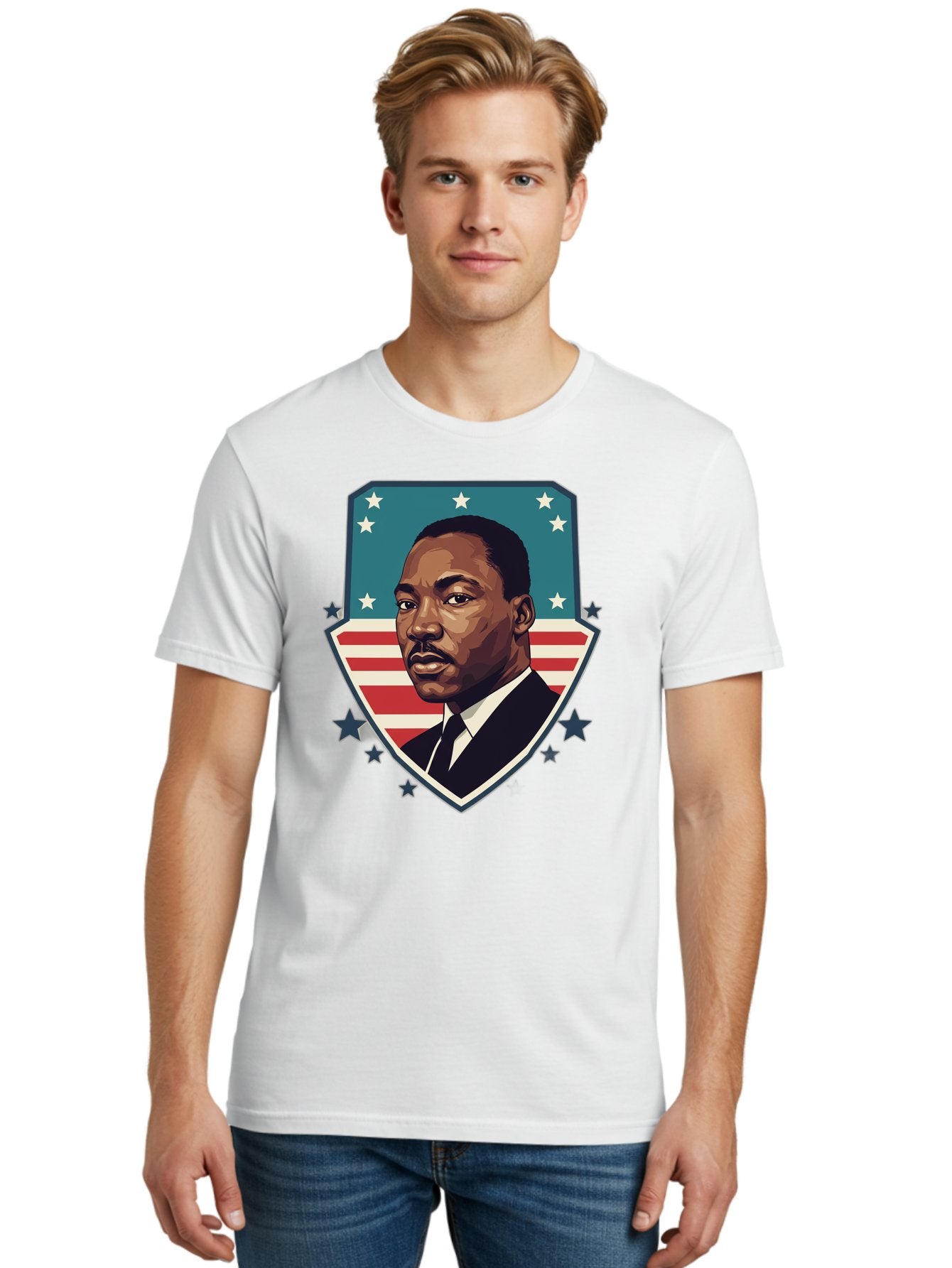 Martin-Luther-King-Jr-3 Men'S Graphic Tee, 100% Cotton, Comfortable Casual Summer Wear, Machine Washable, Martin Luther King Jr. Portrait, American Flag, Patriotic Graphic, Civil Rights Leader, Freedom Fighter, Social Justice, Equality, Bac177 16
