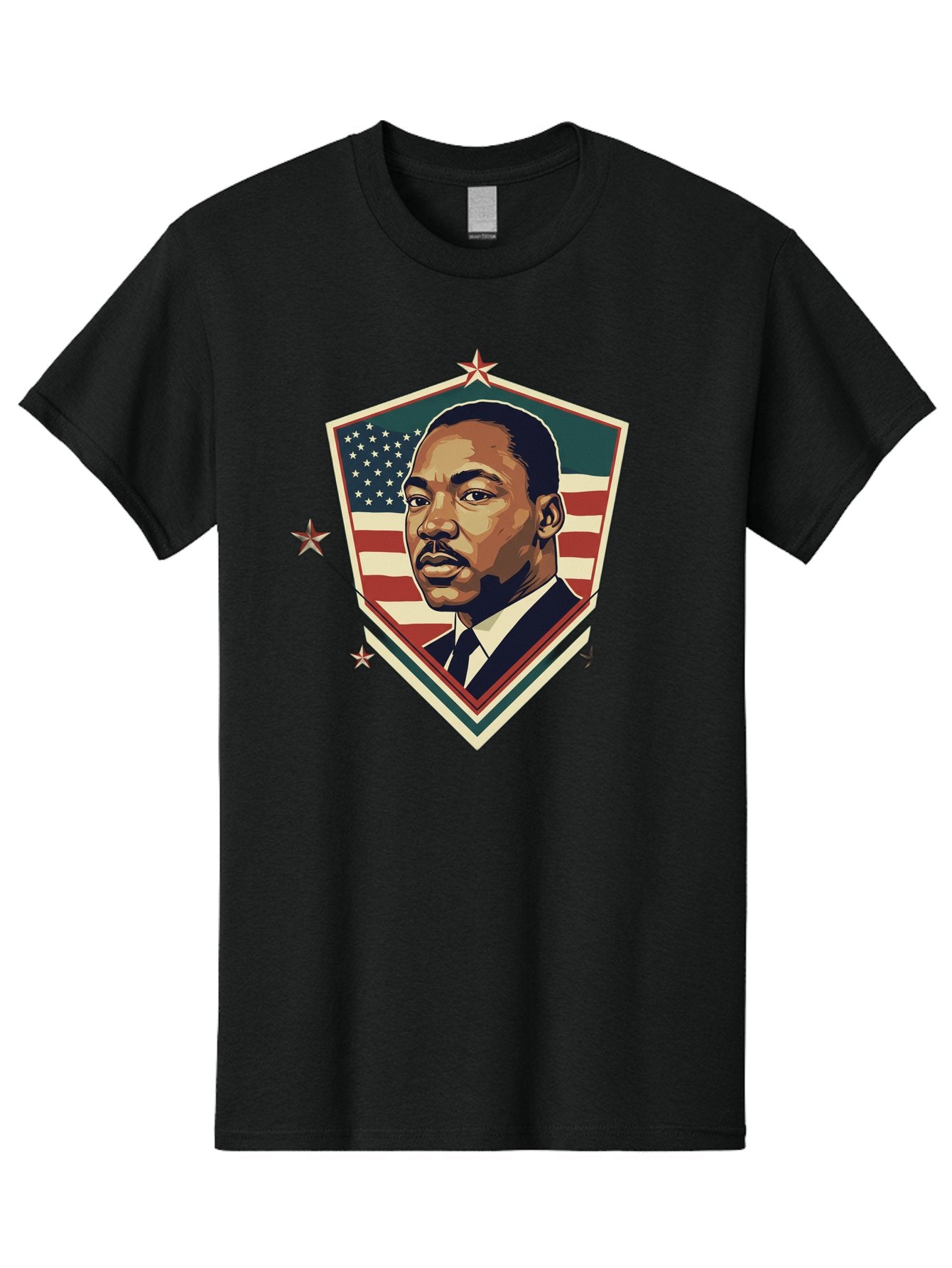 Martin-Luther-King-Jr-Shield Men'S Graphic Tee, 100% Cotton, Comfortable Casual Summer Wear, Machine Washable, Martin Luther King Jr. Portrait, American Flag, Patriotic Symbol, Civil Rights Leader, Iconic Figure, Freedom Fighter, Bac178 4