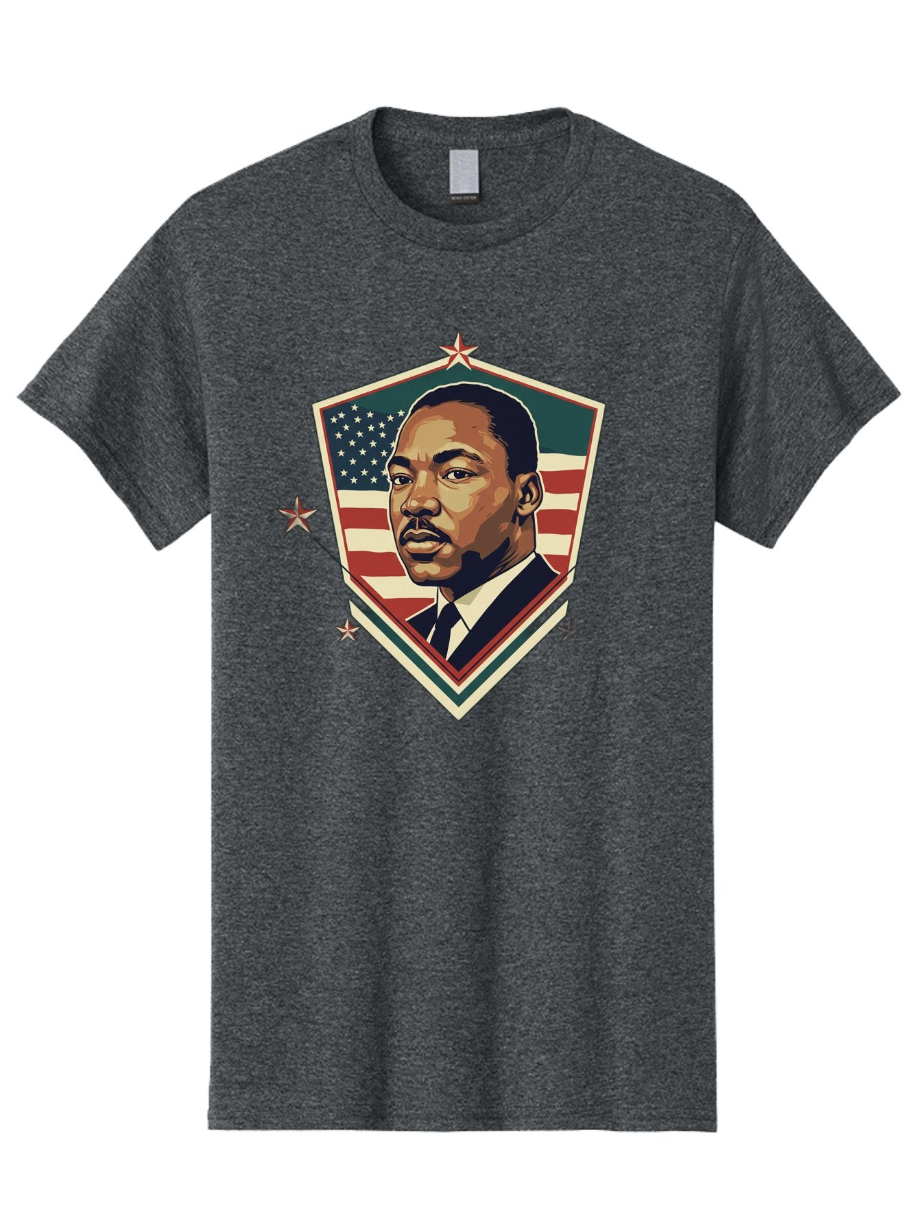 Martin-Luther-King-Jr-Shield Men'S Graphic Tee, 100% Cotton, Comfortable Casual Summer Wear, Machine Washable, Martin Luther King Jr. Portrait, American Flag, Patriotic Symbol, Civil Rights Leader, Iconic Figure, Freedom Fighter, Bac178 9