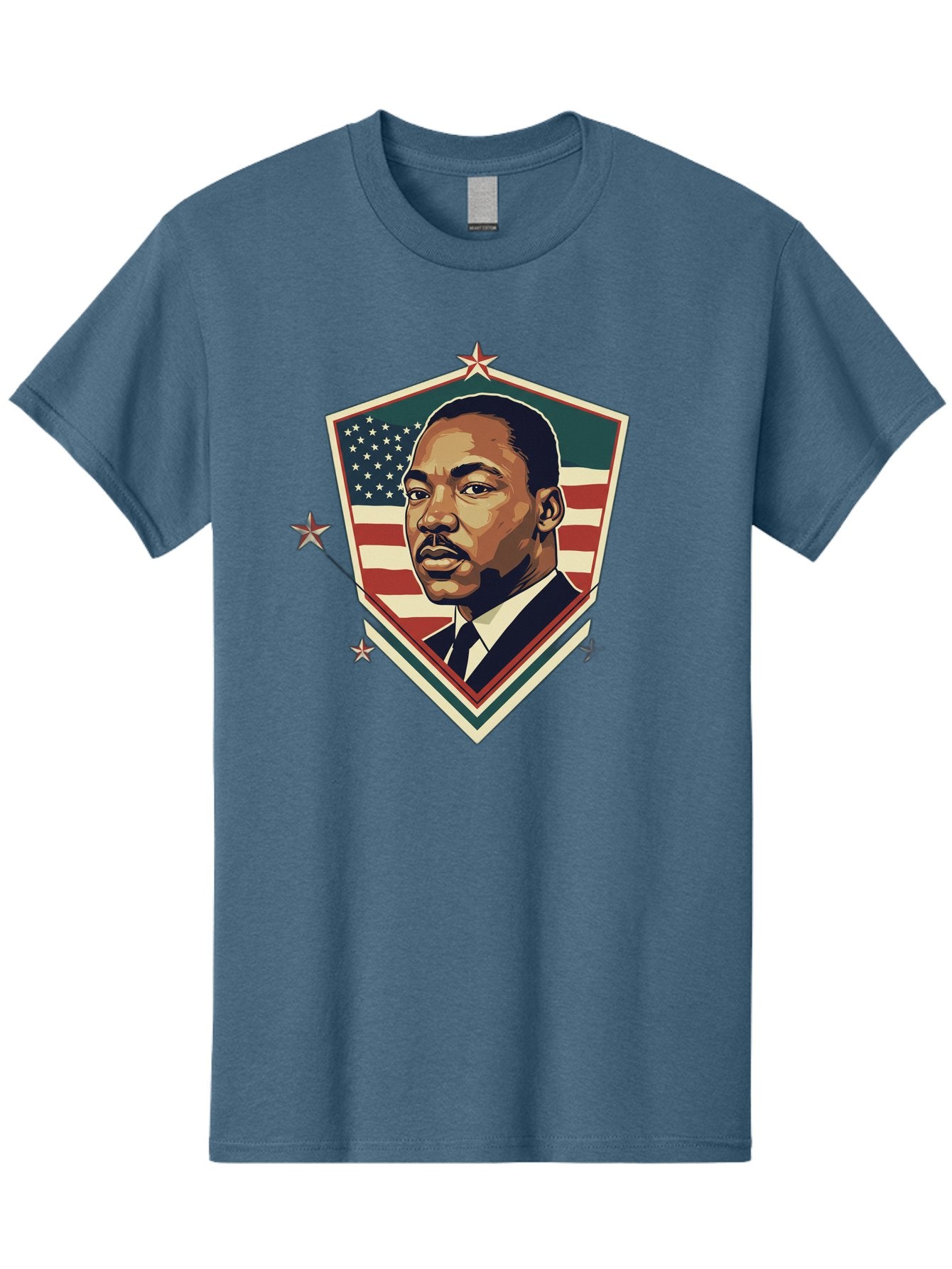 Martin-Luther-King-Jr-Shield Men'S Graphic Tee, 100% Cotton, Comfortable Casual Summer Wear, Machine Washable, Martin Luther King Jr. Portrait, American Flag, Patriotic Symbol, Civil Rights Leader, Iconic Figure, Freedom Fighter, Bac178 15