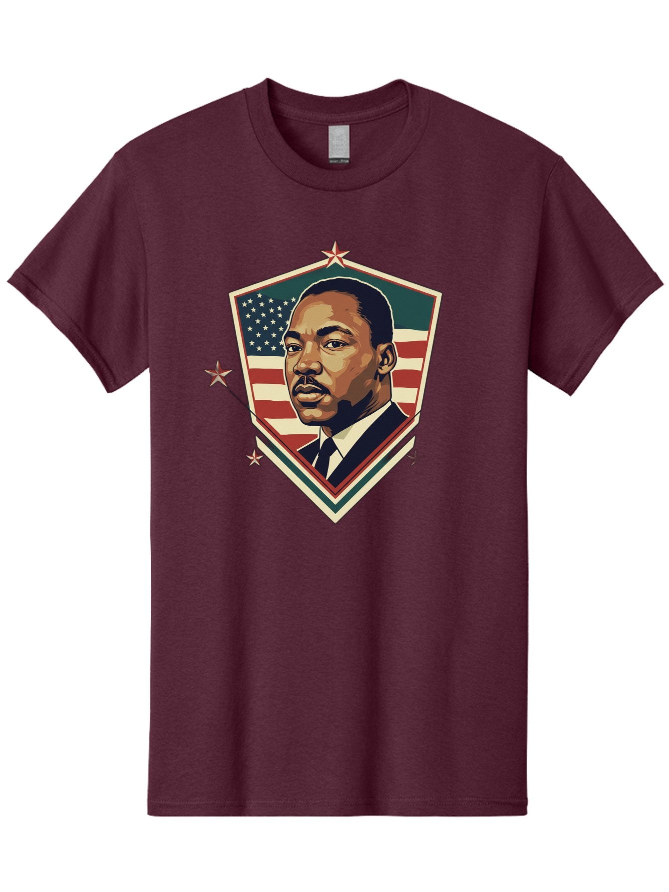 Martin-Luther-King-Jr-Shield Men'S Graphic Tee, 100% Cotton, Comfortable Casual Summer Wear, Machine Washable, Martin Luther King Jr. Portrait, American Flag, Patriotic Symbol, Civil Rights Leader, Iconic Figure, Freedom Fighter, Bac178 5
