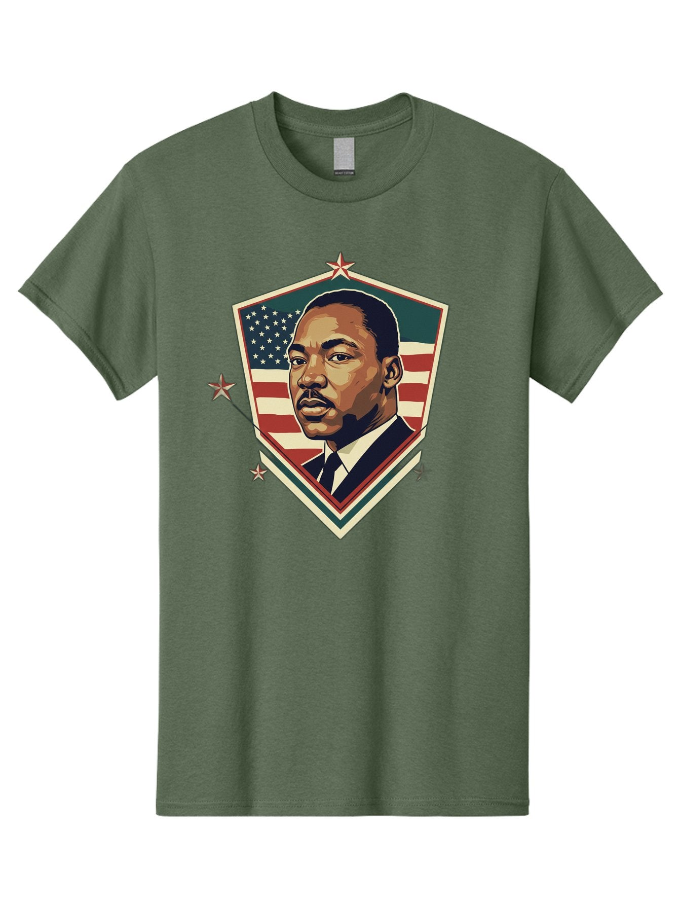 Martin-Luther-King-Jr-Shield Men'S Graphic Tee, 100% Cotton, Comfortable Casual Summer Wear, Machine Washable, Martin Luther King Jr. Portrait, American Flag, Patriotic Symbol, Civil Rights Leader, Iconic Figure, Freedom Fighter, Bac178 6