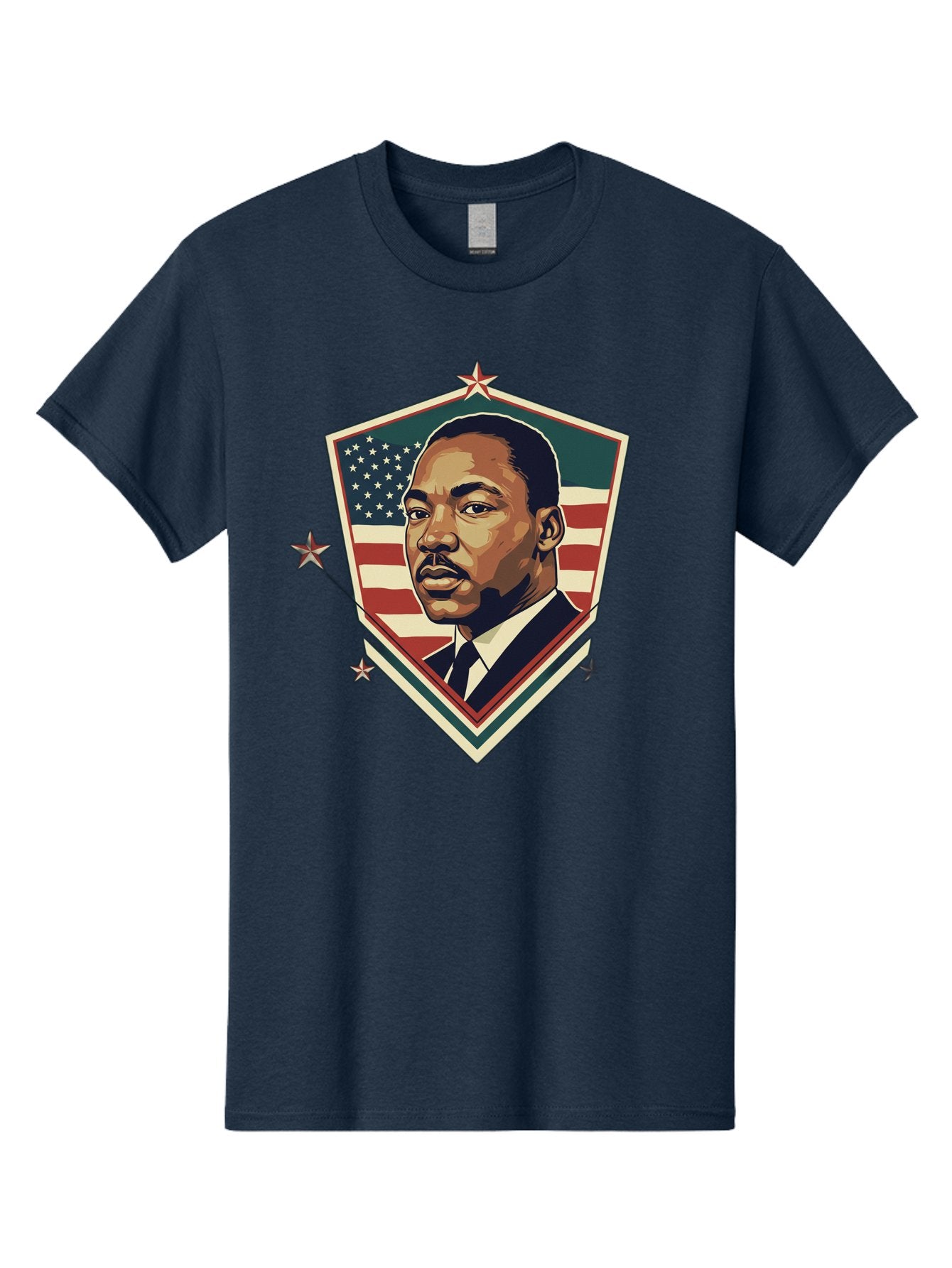 Martin-Luther-King-Jr-Shield Men'S Graphic Tee, 100% Cotton, Comfortable Casual Summer Wear, Machine Washable, Martin Luther King Jr. Portrait, American Flag, Patriotic Symbol, Civil Rights Leader, Iconic Figure, Freedom Fighter, Bac178 10