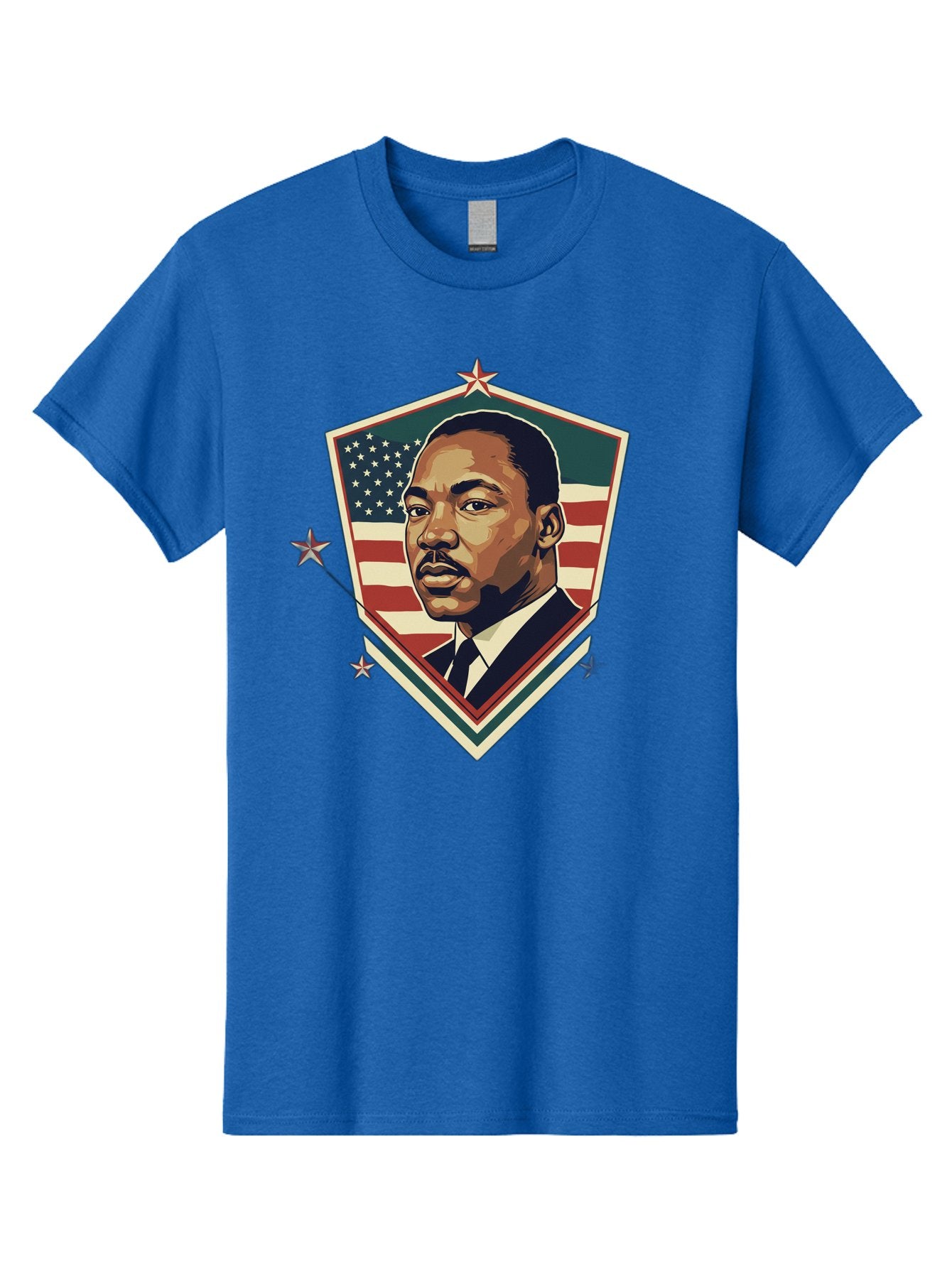 Martin-Luther-King-Jr-Shield Men'S Graphic Tee, 100% Cotton, Comfortable Casual Summer Wear, Machine Washable, Martin Luther King Jr. Portrait, American Flag, Patriotic Symbol, Civil Rights Leader, Iconic Figure, Freedom Fighter, Bac178 7