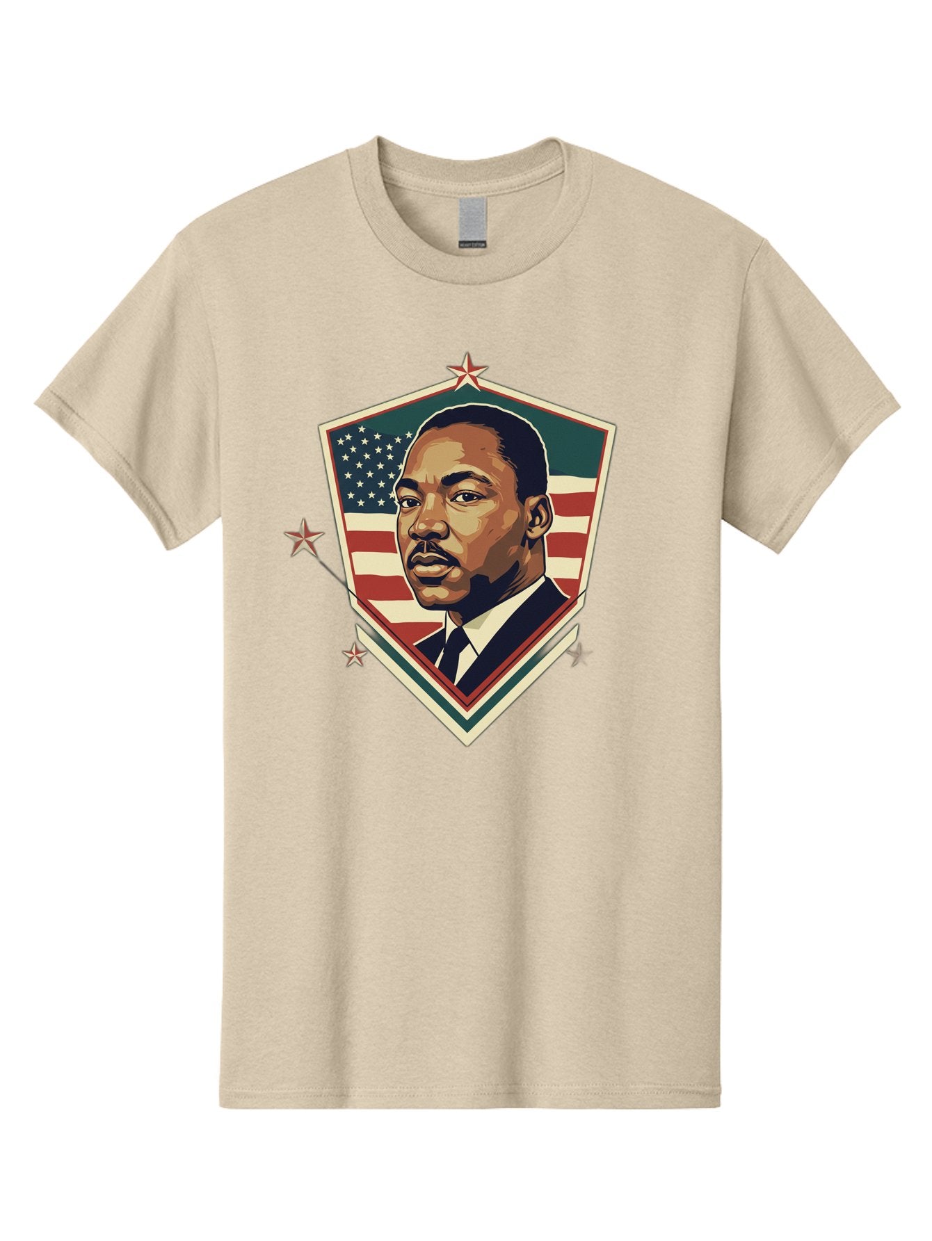 Martin-Luther-King-Jr-Shield Men'S Graphic Tee, 100% Cotton, Comfortable Casual Summer Wear, Machine Washable, Martin Luther King Jr. Portrait, American Flag, Patriotic Symbol, Civil Rights Leader, Iconic Figure, Freedom Fighter, Bac178 13
