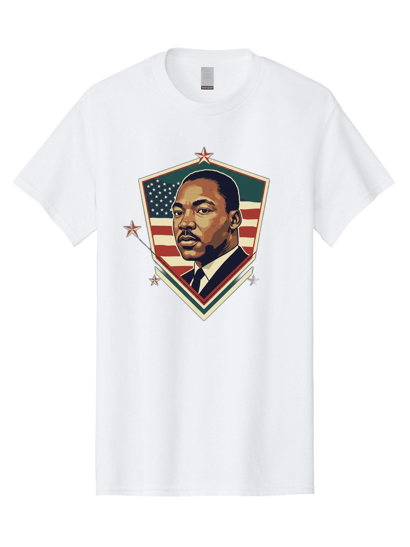 Martin-Luther-King-Jr-Shield Men'S Graphic Tee, 100% Cotton, Comfortable Casual Summer Wear, Machine Washable, Martin Luther King Jr. Portrait, American Flag, Patriotic Symbol, Civil Rights Leader, Iconic Figure, Freedom Fighter, Bac178 3