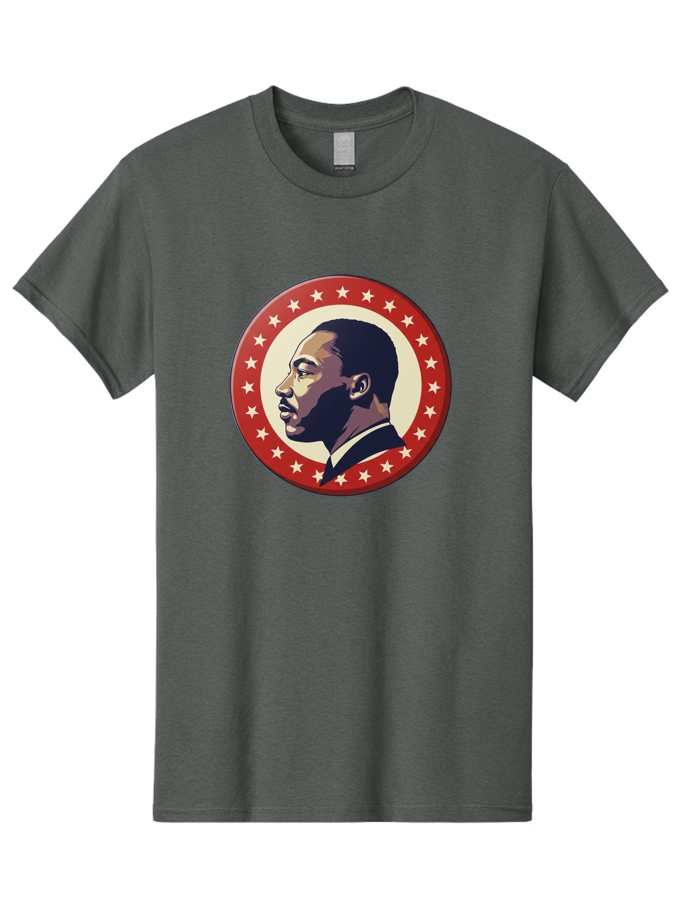 Martin-Luther-King-Jr Men'S Graphic Tee, 100% Cotton, Comfortable Casual Summer Wear, Machine Washable, Martin Luther King Jr. Profile, Civil Rights Leader, African American Icon, Star-Studded Badge, Patriotic Symbol, Freedom Fighter, Bac179 3