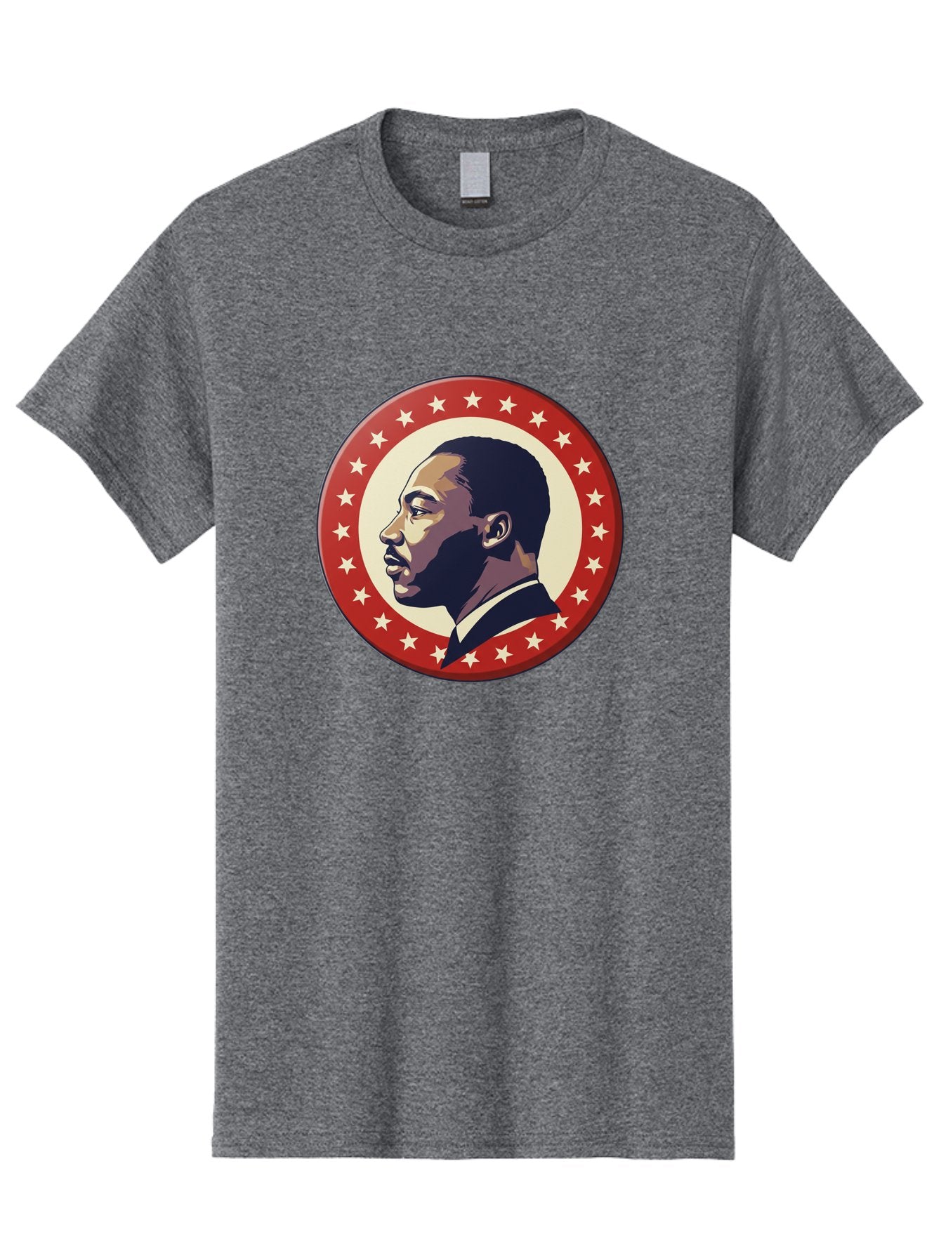 Martin-Luther-King-Jr Men'S Graphic Tee, 100% Cotton, Comfortable Casual Summer Wear, Machine Washable, Martin Luther King Jr. Profile, Civil Rights Leader, African American Icon, Star-Studded Badge, Patriotic Symbol, Freedom Fighter, Bac179 9