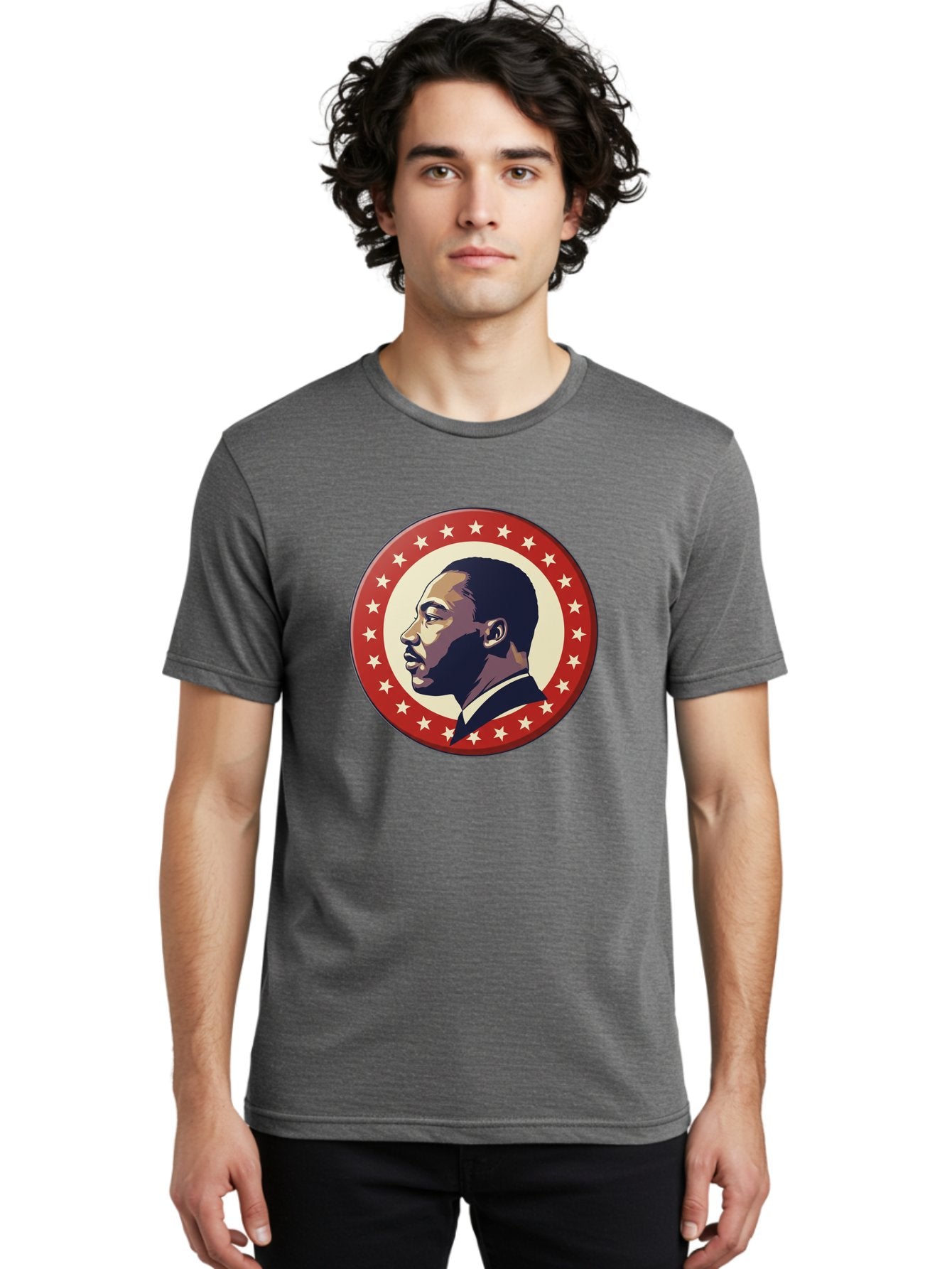 Martin-Luther-King-Jr Men'S Graphic Tee, 100% Cotton, Comfortable Casual Summer Wear, Machine Washable, Martin Luther King Jr. Profile, Civil Rights Leader, African American Icon, Star-Studded Badge, Patriotic Symbol, Freedom Fighter, Bac179 26