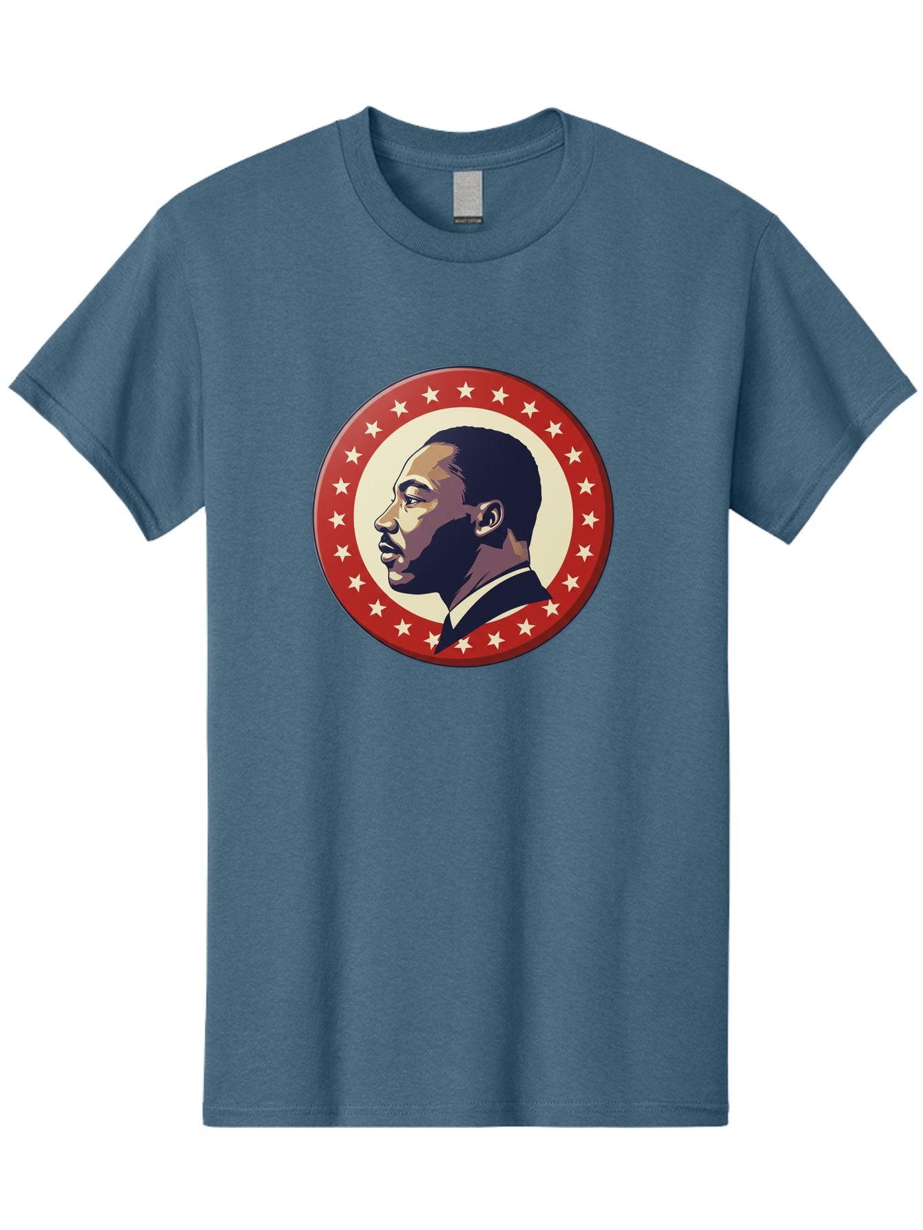 Martin-Luther-King-Jr Men'S Graphic Tee, 100% Cotton, Comfortable Casual Summer Wear, Machine Washable, Martin Luther King Jr. Profile, Civil Rights Leader, African American Icon, Star-Studded Badge, Patriotic Symbol, Freedom Fighter, Bac179 8