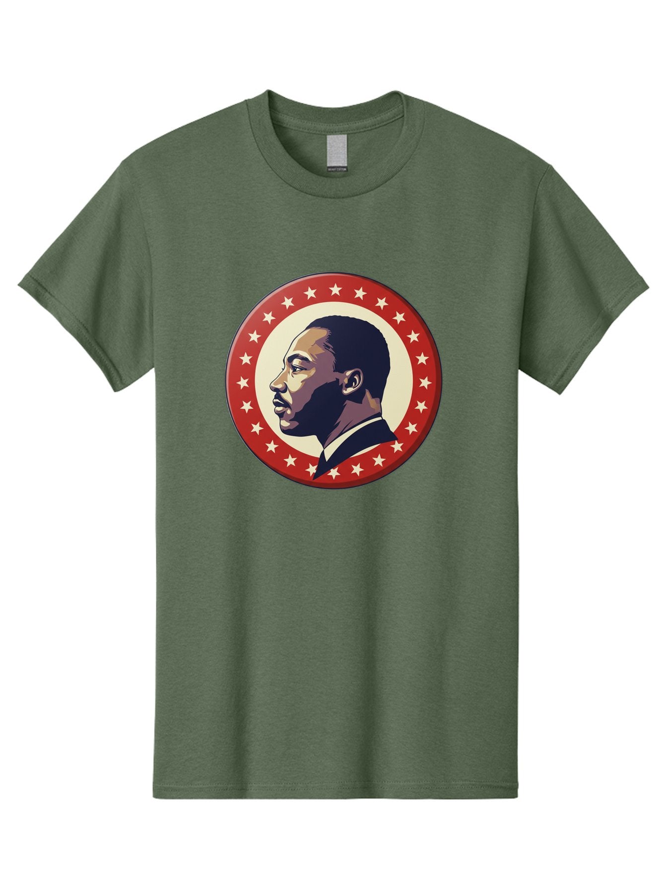 Martin-Luther-King-Jr Men'S Graphic Tee, 100% Cotton, Comfortable Casual Summer Wear, Machine Washable, Martin Luther King Jr. Profile, Civil Rights Leader, African American Icon, Star-Studded Badge, Patriotic Symbol, Freedom Fighter, Bac179 7