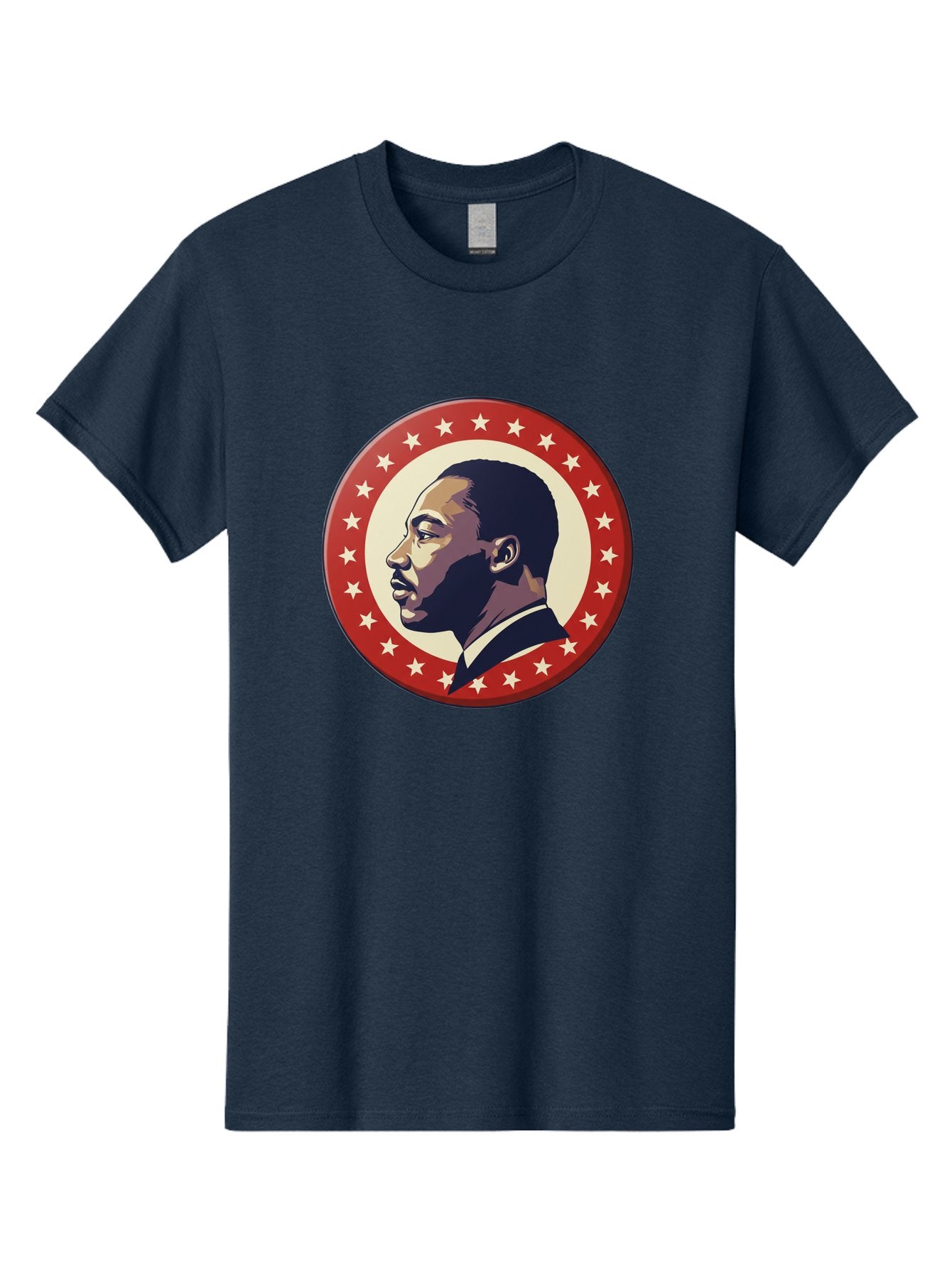 Martin-Luther-King-Jr Men'S Graphic Tee, 100% Cotton, Comfortable Casual Summer Wear, Machine Washable, Martin Luther King Jr. Profile, Civil Rights Leader, African American Icon, Star-Studded Badge, Patriotic Symbol, Freedom Fighter, Bac179 5