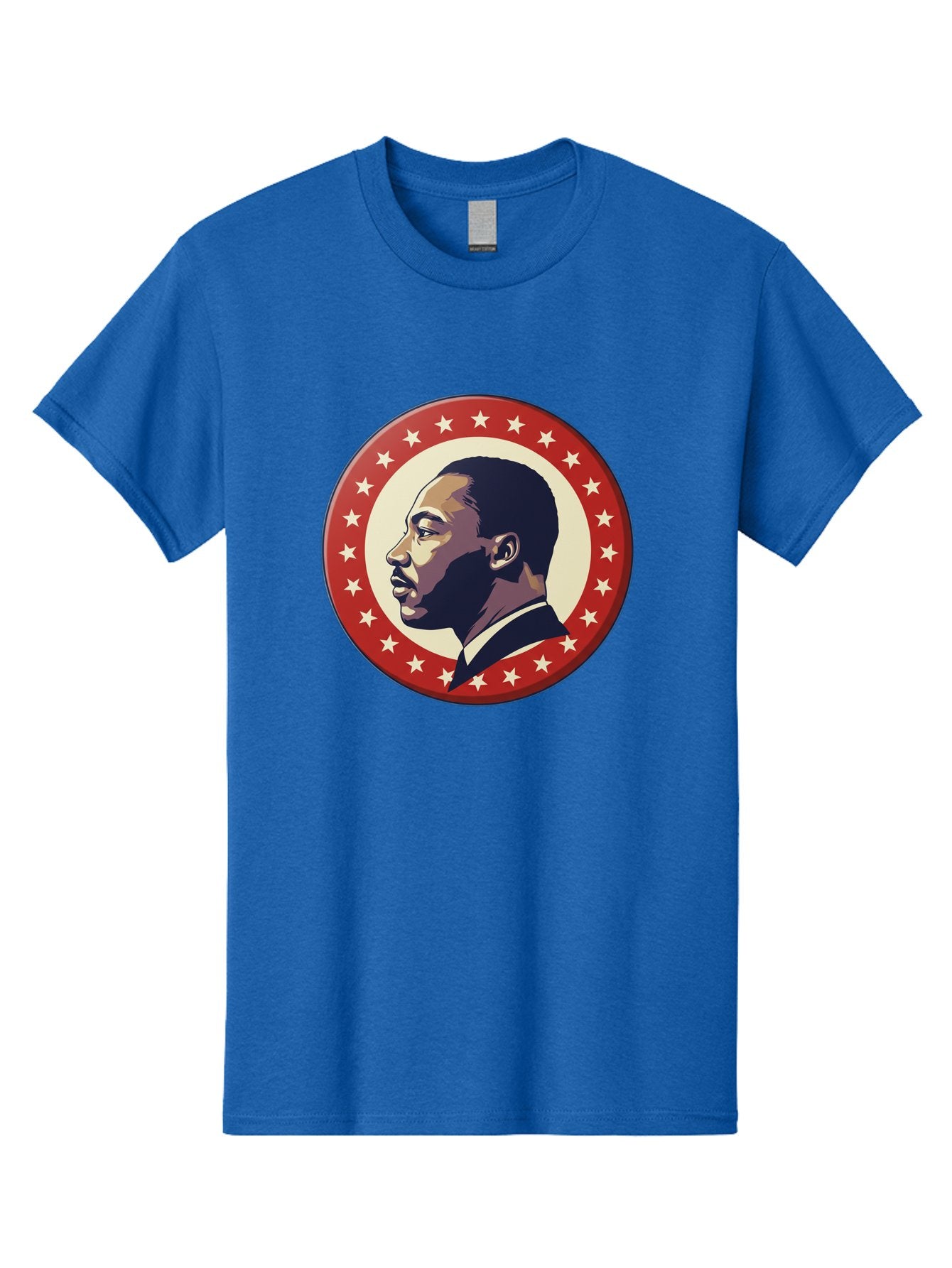 Martin-Luther-King-Jr Men'S Graphic Tee, 100% Cotton, Comfortable Casual Summer Wear, Machine Washable, Martin Luther King Jr. Profile, Civil Rights Leader, African American Icon, Star-Studded Badge, Patriotic Symbol, Freedom Fighter, Bac179 6