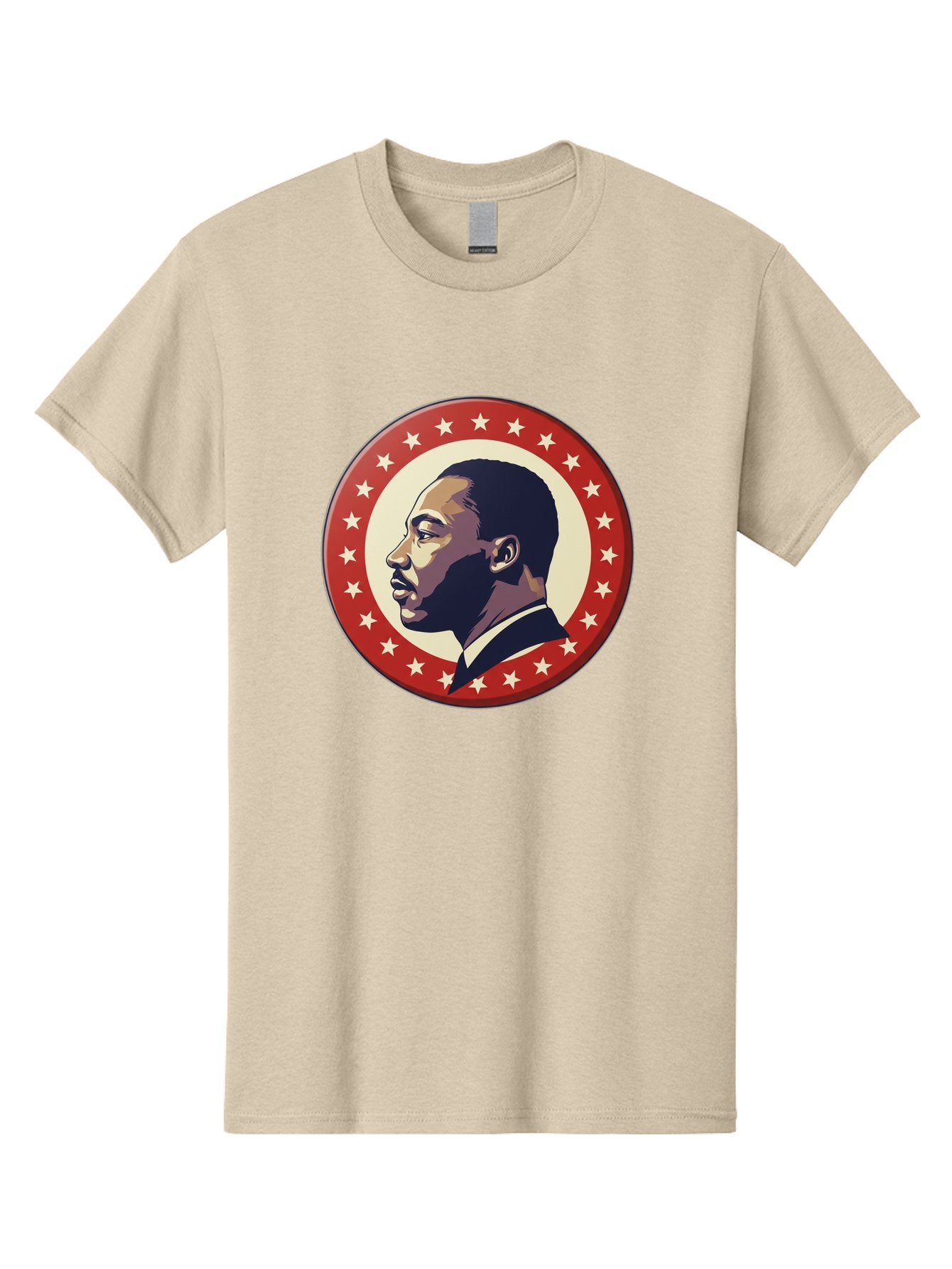 Martin-Luther-King-Jr Men'S Graphic Tee, 100% Cotton, Comfortable Casual Summer Wear, Machine Washable, Martin Luther King Jr. Profile, Civil Rights Leader, African American Icon, Star-Studded Badge, Patriotic Symbol, Freedom Fighter, Bac179