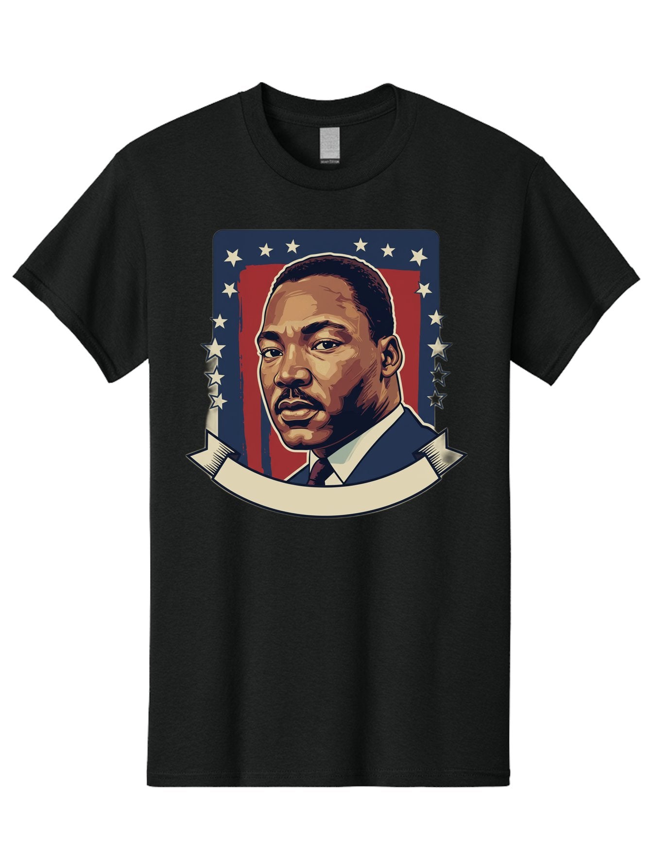Martin-Luther-King Men'S Graphic Tee, 100% Cotton, Comfortable Casual Summer Wear, Machine Washable, Martin Luther King Jr. Portrait, Civil Rights Leader, Patriotic Illustration, Red White And Blue, Stars And Stripes, Inspirational Quote, Bac180