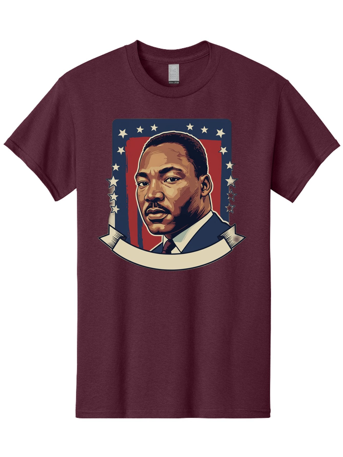 Martin-Luther-King Men'S Graphic Tee, 100% Cotton, Comfortable Casual Summer Wear, Machine Washable, Martin Luther King Jr. Portrait, Civil Rights Leader, Patriotic Illustration, Red White And Blue, Stars And Stripes, Inspirational Quote, Bac180