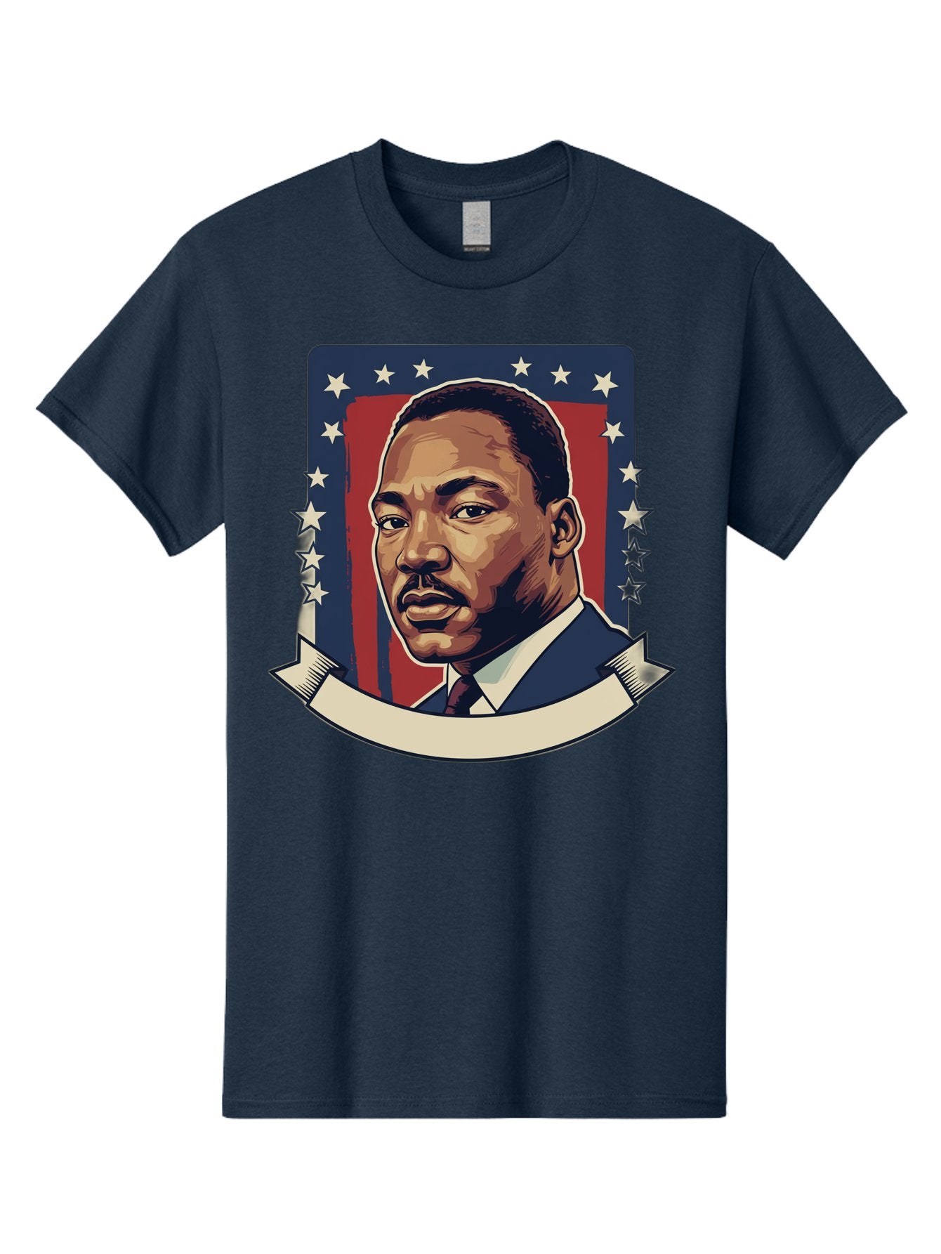 Martin-Luther-King Men'S Graphic Tee, 100% Cotton, Comfortable Casual Summer Wear, Machine Washable, Martin Luther King Jr. Portrait, Civil Rights Leader, Patriotic Illustration, Red White And Blue, Stars And Stripes, Inspirational Quote, Bac180 3