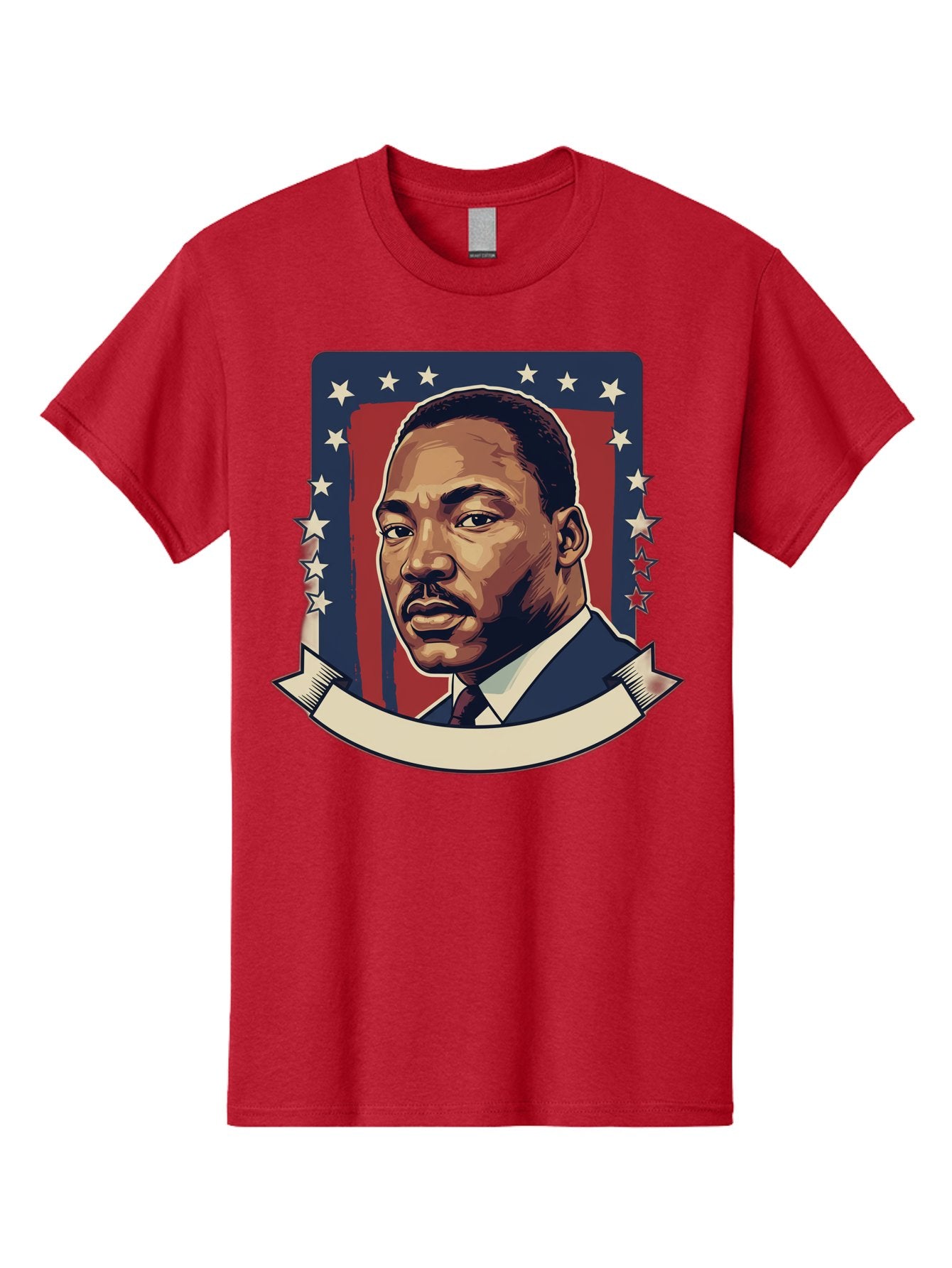 Martin-Luther-King Men'S Graphic Tee, 100% Cotton, Comfortable Casual Summer Wear, Machine Washable, Martin Luther King Jr. Portrait, Civil Rights Leader, Patriotic Illustration, Red White And Blue, Stars And Stripes, Inspirational Quote, Bac180 5