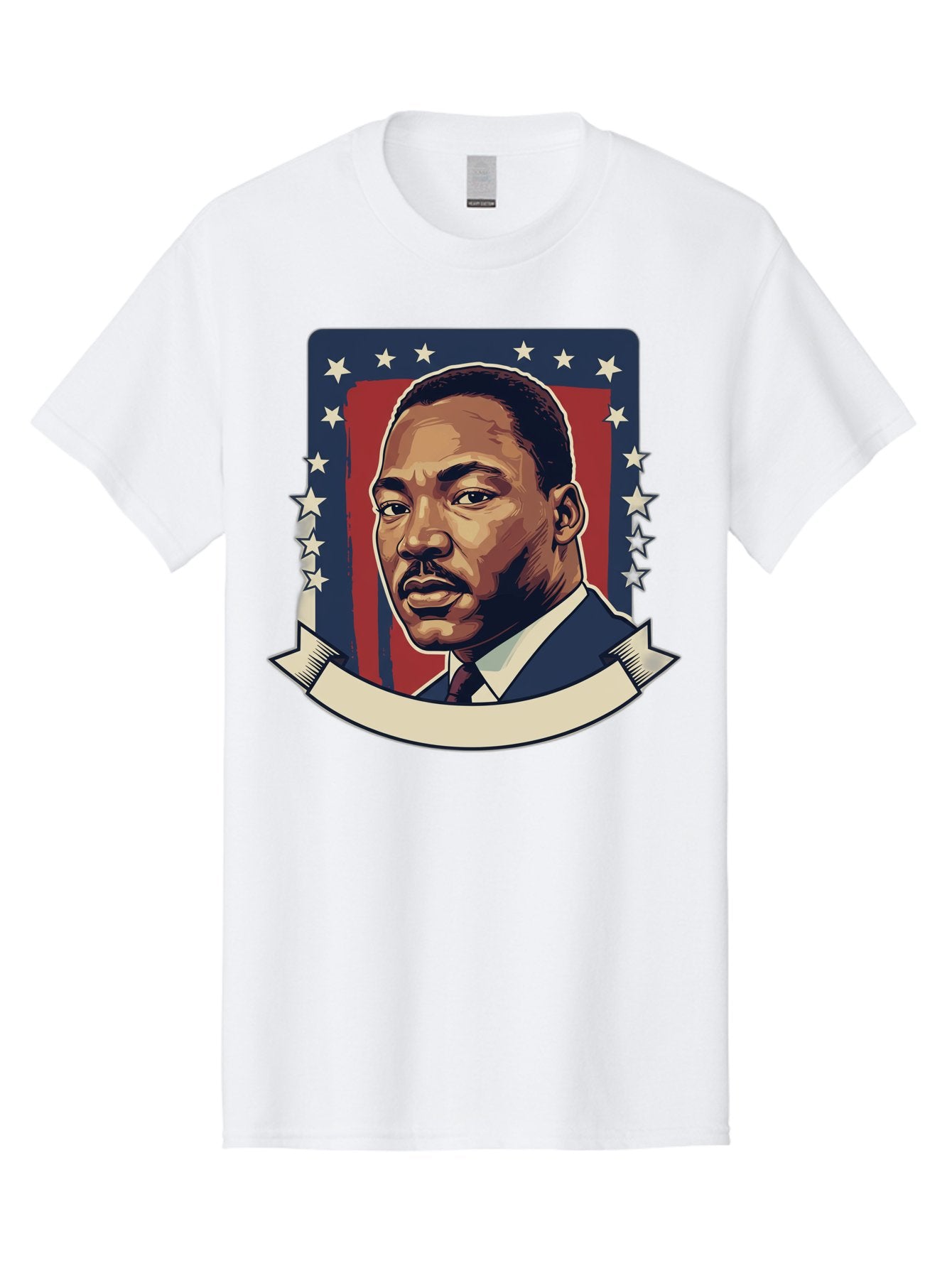 Martin-Luther-King Men'S Graphic Tee, 100% Cotton, Comfortable Casual Summer Wear, Machine Washable, Martin Luther King Jr. Portrait, Civil Rights Leader, Patriotic Illustration, Red White And Blue, Stars And Stripes, Inspirational Quote, Bac180 13