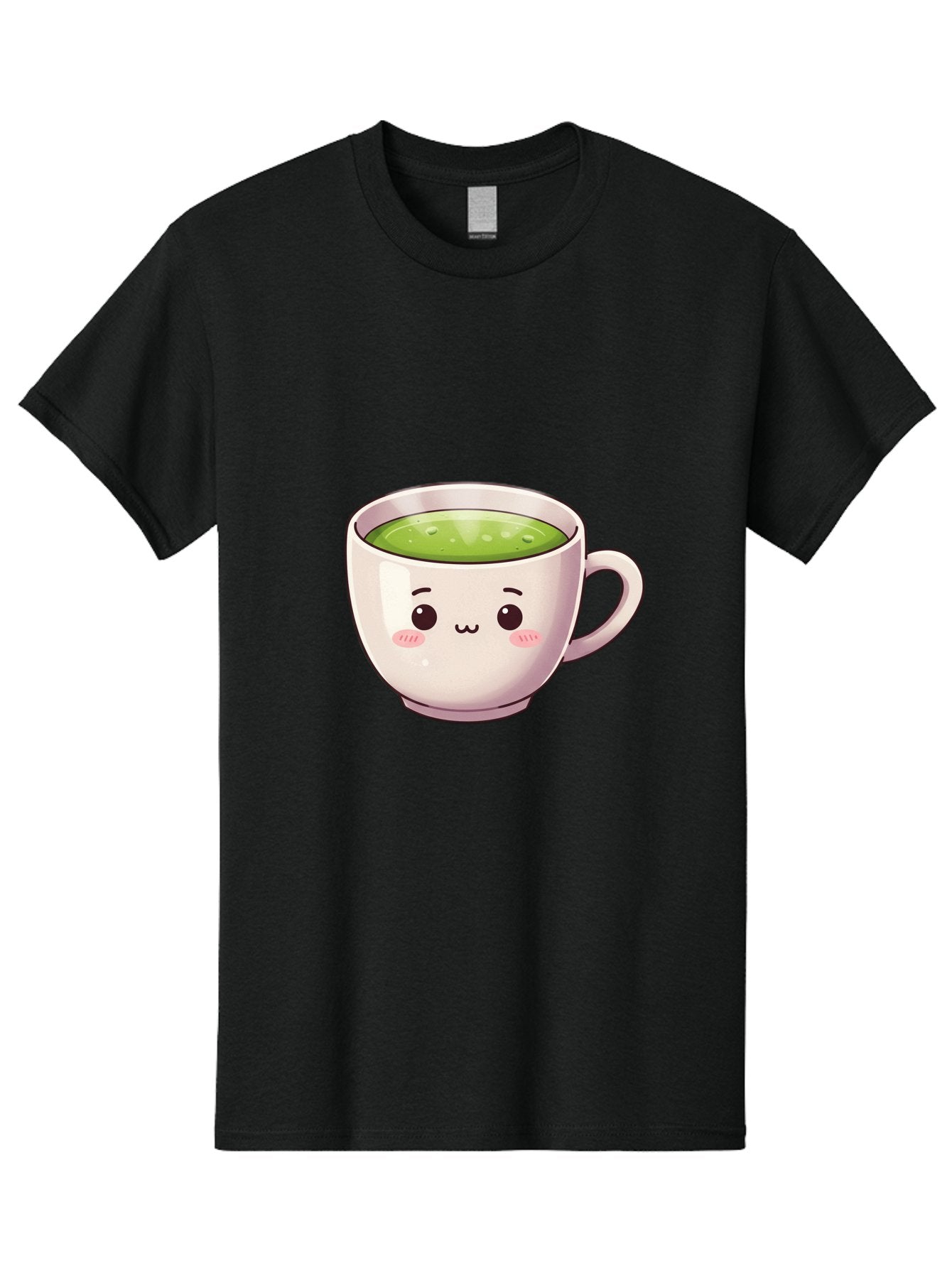 Matcha-Tea-Cup Men'S Graphic Tee, 100% Cotton, Comfortable Casual Summer Wear, Machine Washable, Matcha Tea, Cute Cartoon Character, Adorable Face, Kawaii Culture, Green Tea, Tea Time, Soothing Beverage, Lovely Design, Cheerful Expression Bac181 6