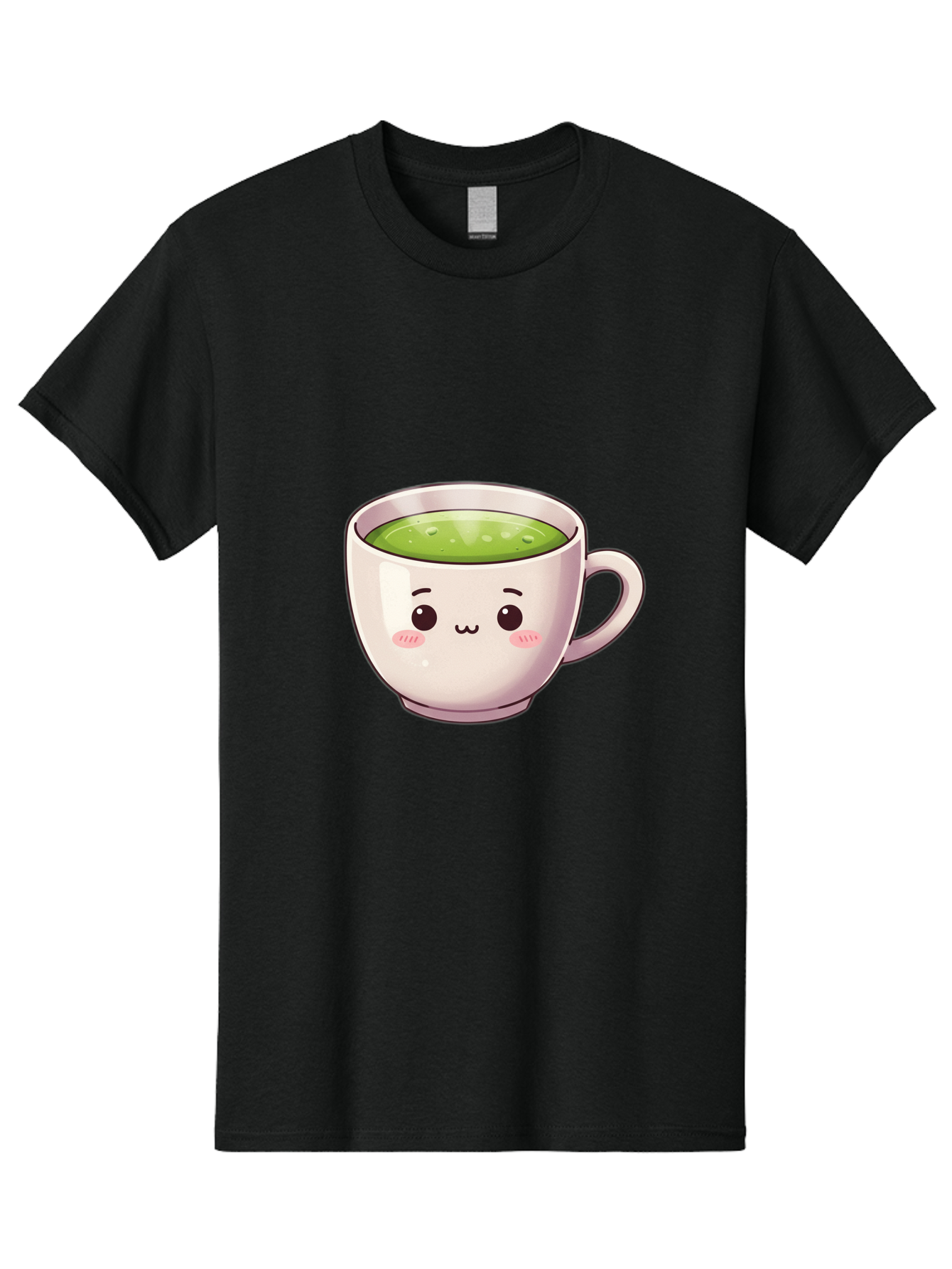 Matcha-Tea-Cup Men'S Graphic Tee, 100% Cotton, Comfortable Casual Summer Wear, Machine Washable, Matcha Tea, Cute Cartoon Character, Adorable Face, Kawaii Culture, Green Tea, Tea Time, Soothing Beverage, Lovely Design, Cheerful Expression Bac181 7