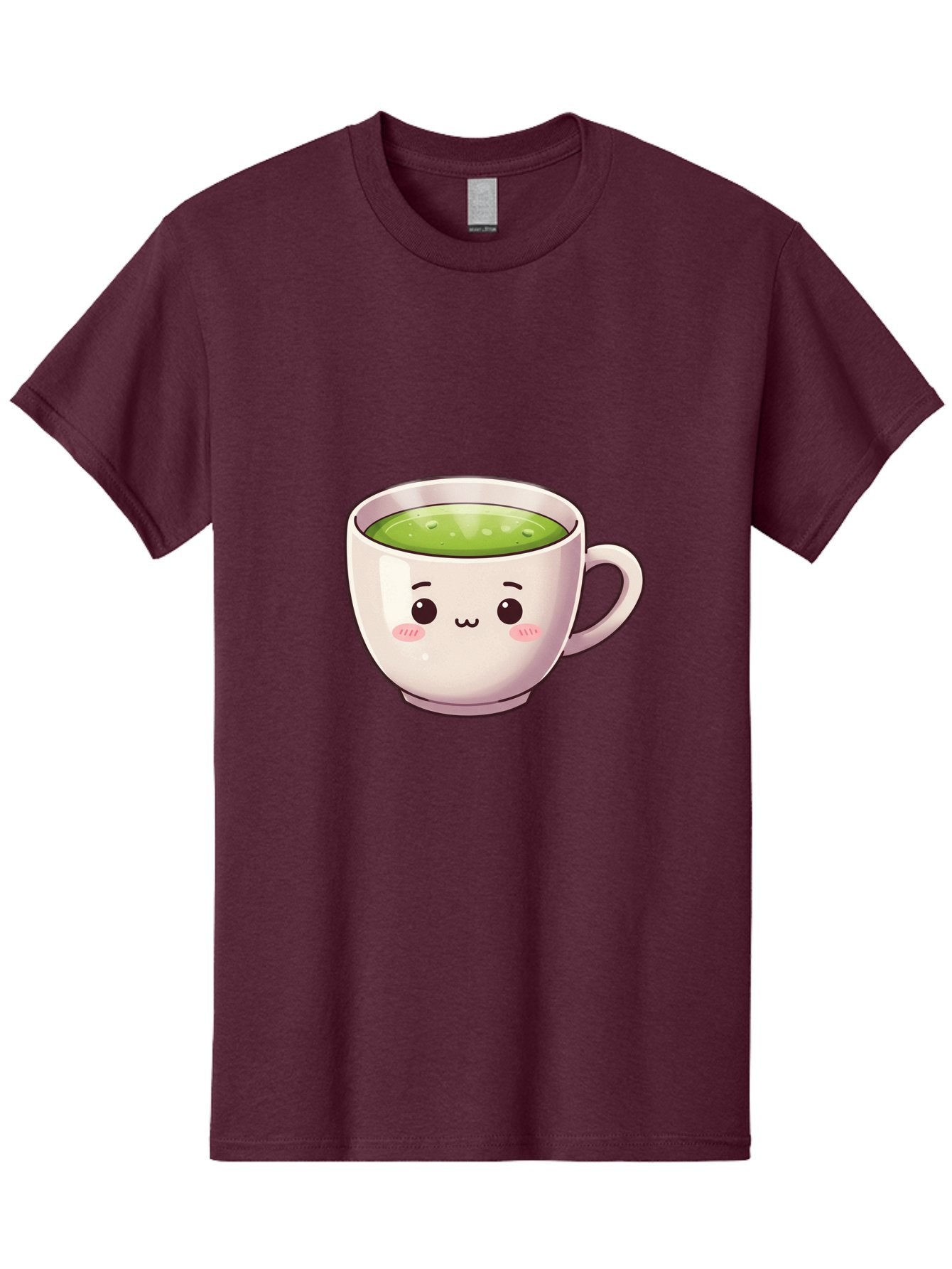 Matcha-Tea-Cup Men'S Graphic Tee, 100% Cotton, Comfortable Casual Summer Wear, Machine Washable, Matcha Tea, Cute Cartoon Character, Adorable Face, Kawaii Culture, Green Tea, Tea Time, Soothing Beverage, Lovely Design, Cheerful Expression Bac181 3