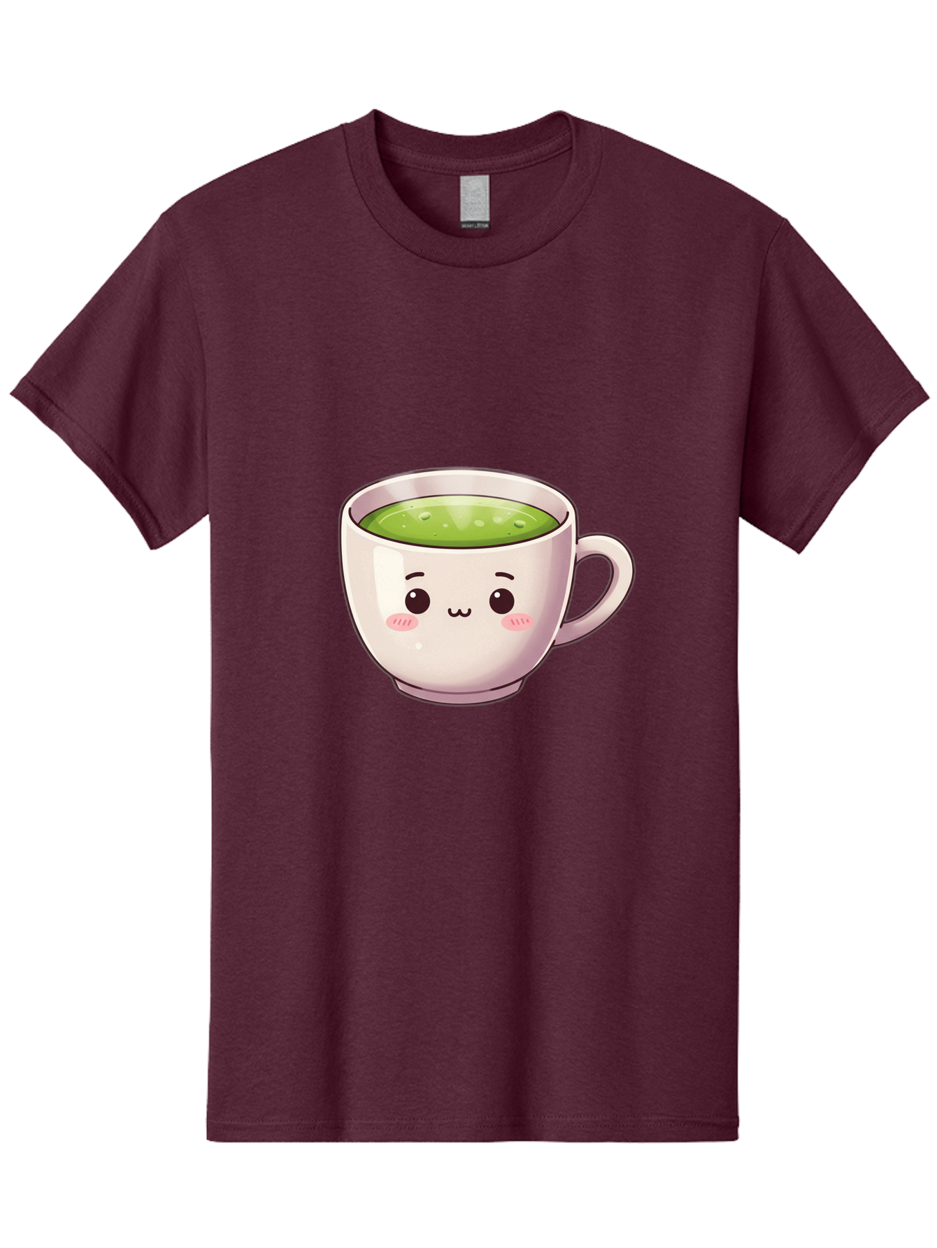 Matcha-Tea-Cup Men'S Graphic Tee, 100% Cotton, Comfortable Casual Summer Wear, Machine Washable, Matcha Tea, Cute Cartoon Character, Adorable Face, Kawaii Culture, Green Tea, Tea Time, Soothing Beverage, Lovely Design, Cheerful Expression Bac181 9