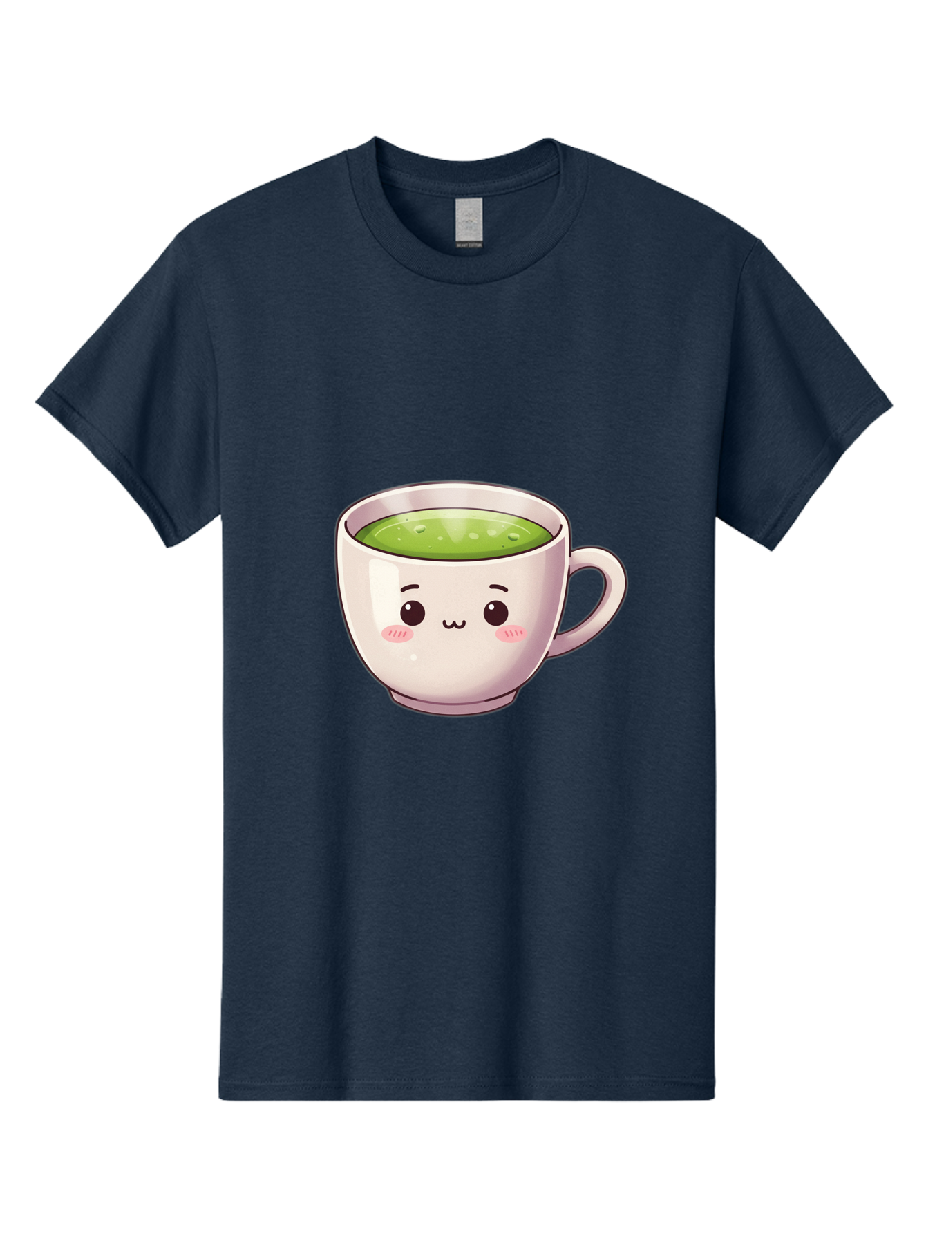 Matcha-Tea-Cup Men'S Graphic Tee, 100% Cotton, Comfortable Casual Summer Wear, Machine Washable, Matcha Tea, Cute Cartoon Character, Adorable Face, Kawaii Culture, Green Tea, Tea Time, Soothing Beverage, Lovely Design, Cheerful Expression Bac181 4