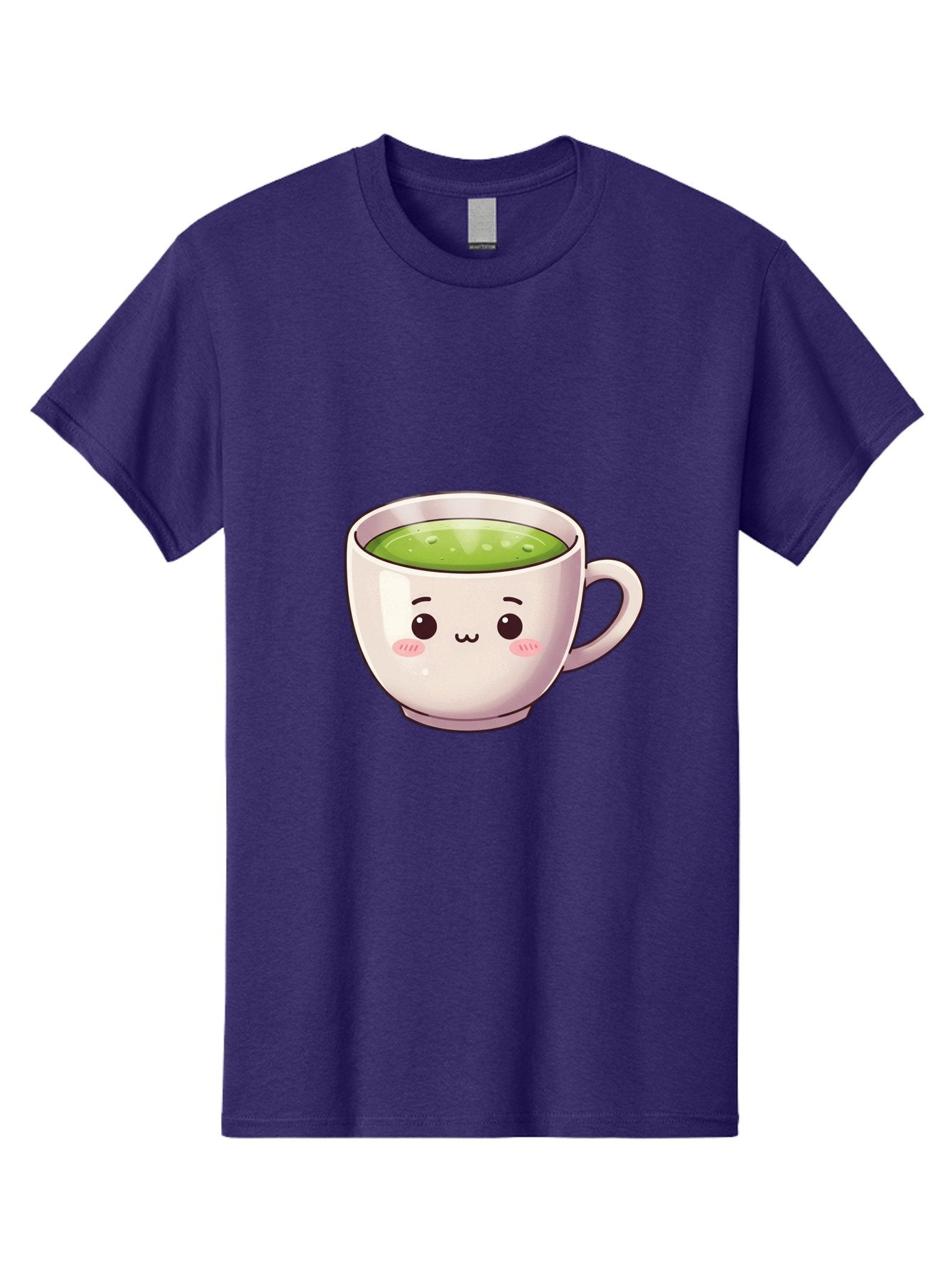 Matcha-Tea-Cup Men'S Graphic Tee, 100% Cotton, Comfortable Casual Summer Wear, Machine Washable, Matcha Tea, Cute Cartoon Character, Adorable Face, Kawaii Culture, Green Tea, Tea Time, Soothing Beverage, Lovely Design, Cheerful Expression Bac181 14